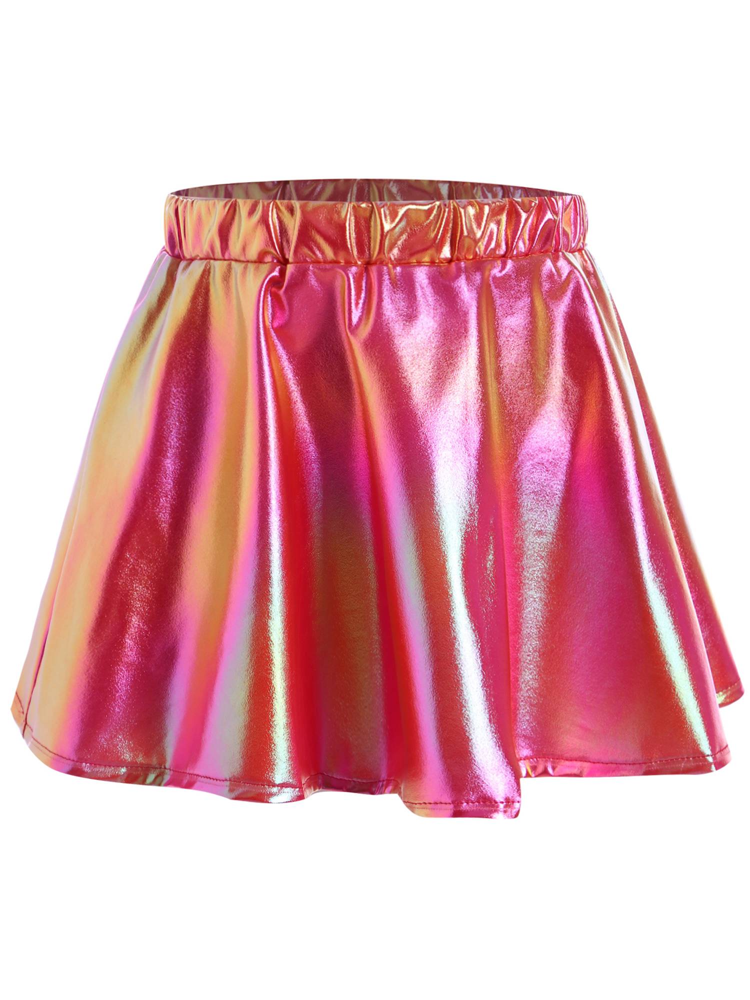 Kids Girls Metallic A-Line Miniskirt for Cheerleading Dance