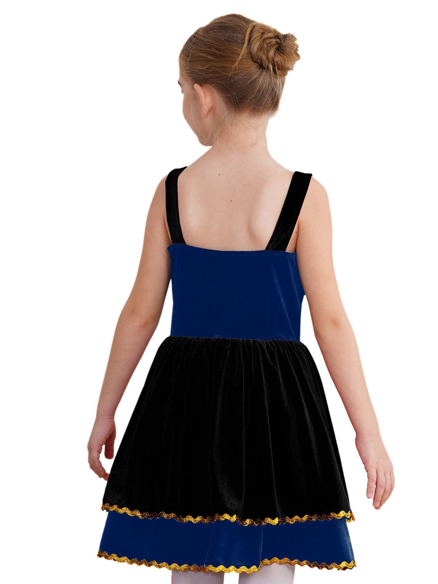 Kids Girl Halloween Circus Ringmaster Sleeveless Gold Trim Tank Dress