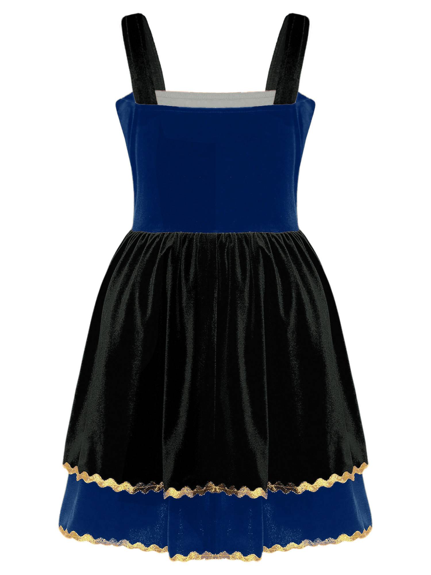 Kids Girl Halloween Circus Ringmaster Sleeveless Gold Trim Tank Dress