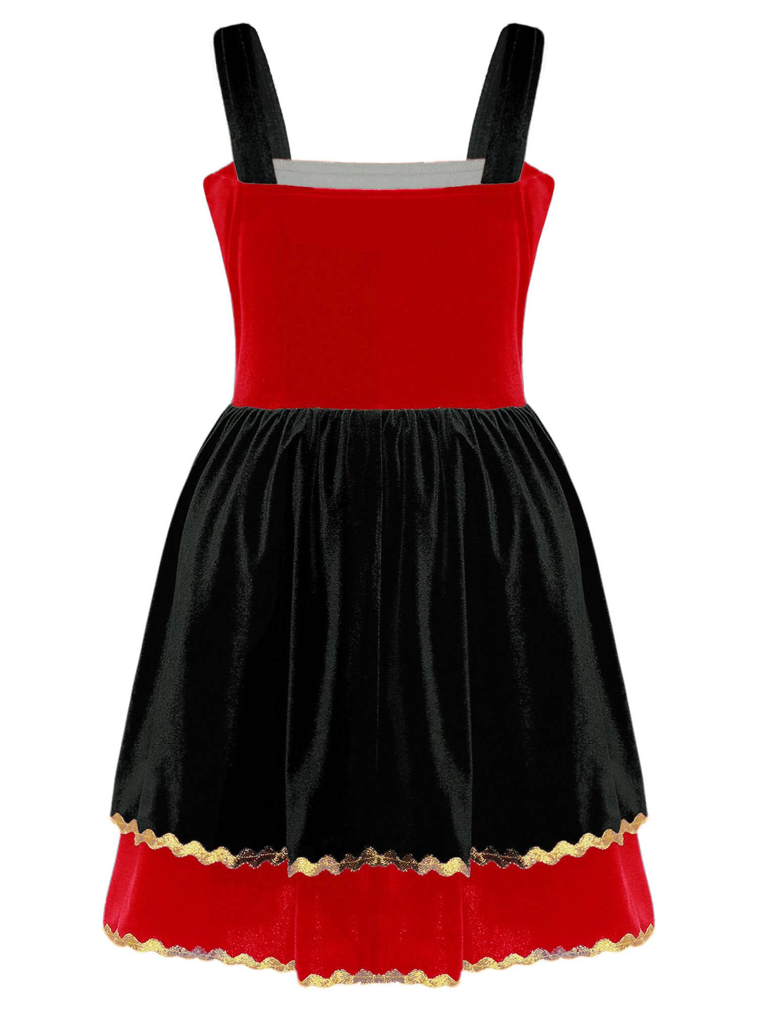 Kids Girl Halloween Circus Ringmaster Sleeveless Gold Trim Tank Dress