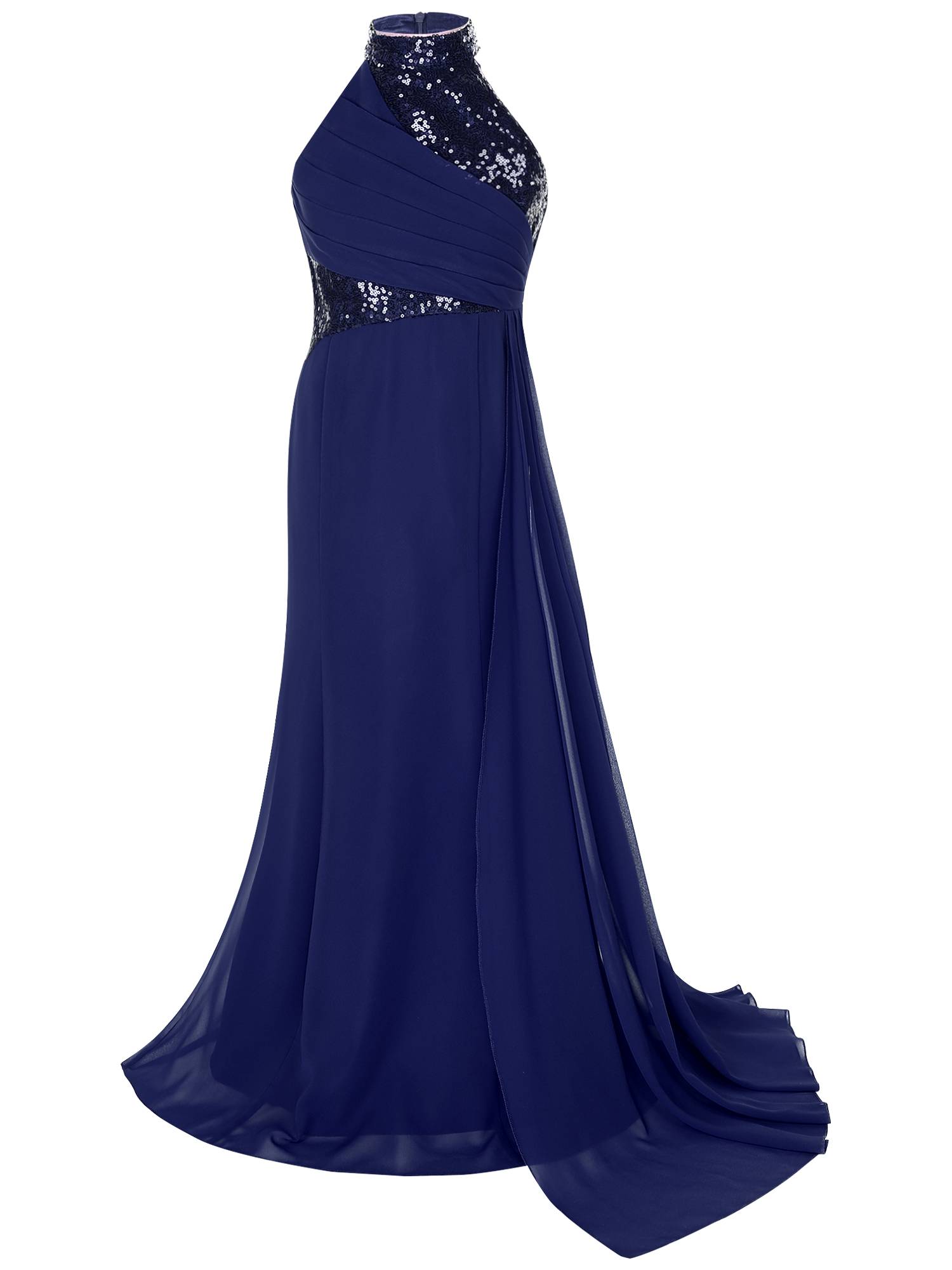 Kids Girls Halter Neck Sleeveless Sequins Maxi Dress for Wedding