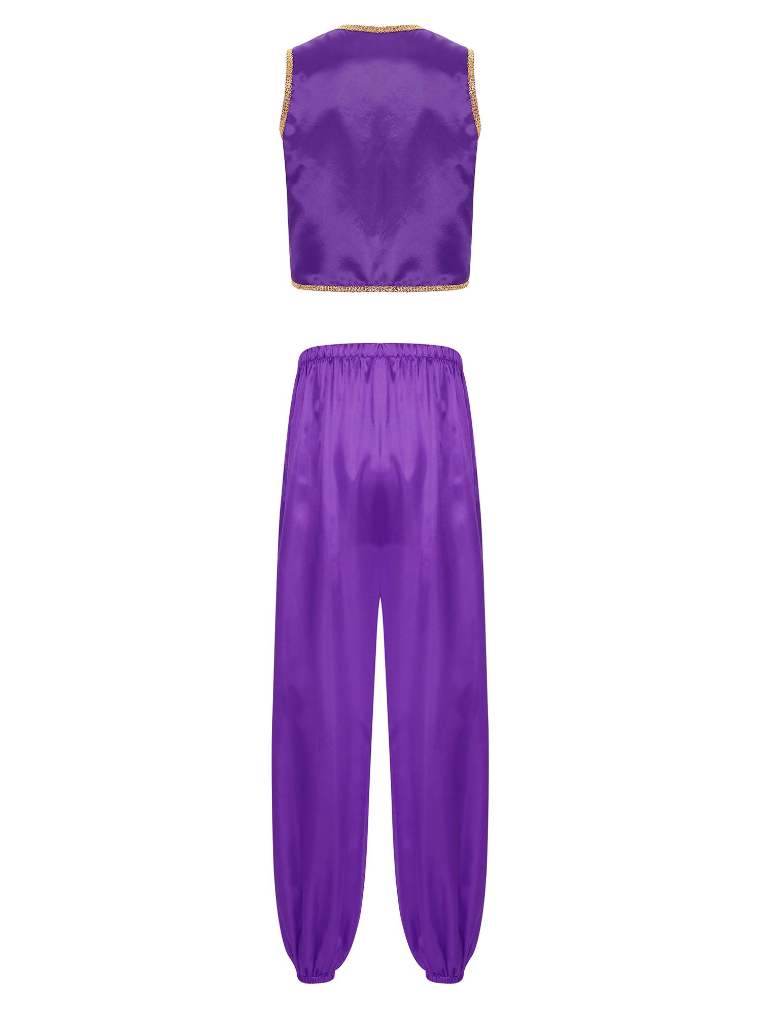 Men 2pcs Halloween Sleeveless Satin Vest and Pants Arabian Prince Costume Set