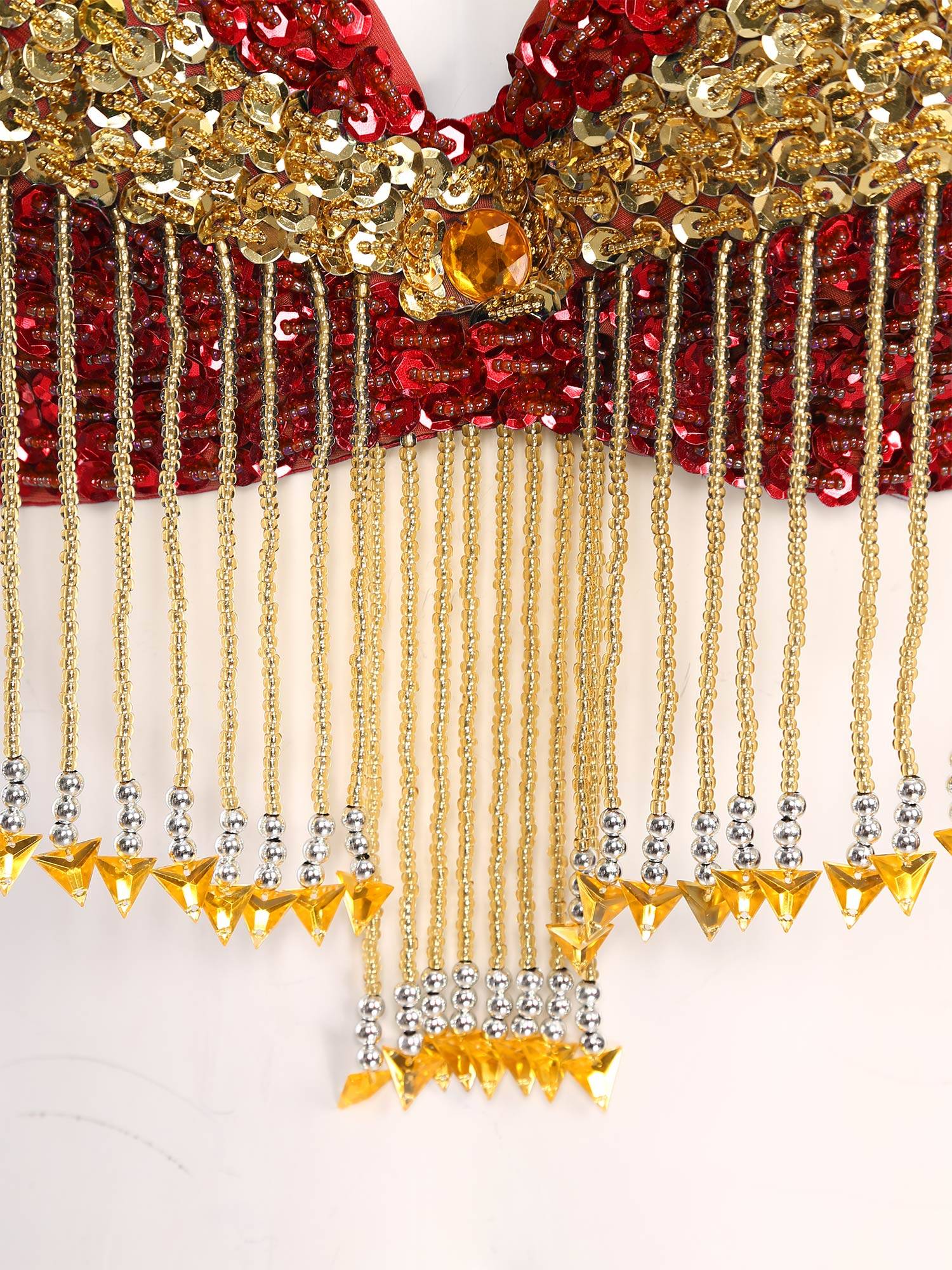 Women Sequins Straps Plastic Beaded Tassels Underwired Bra for Belly Dance