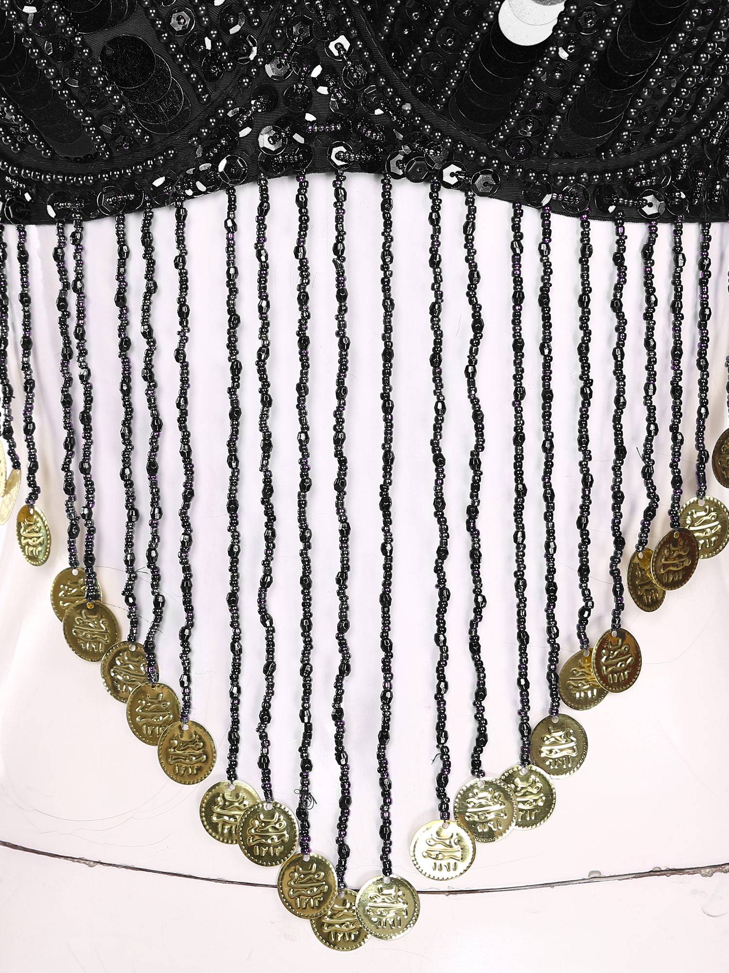 Women Straps Sequins Plastic Beaded Tassels Belly Dance Underwired Bra Top