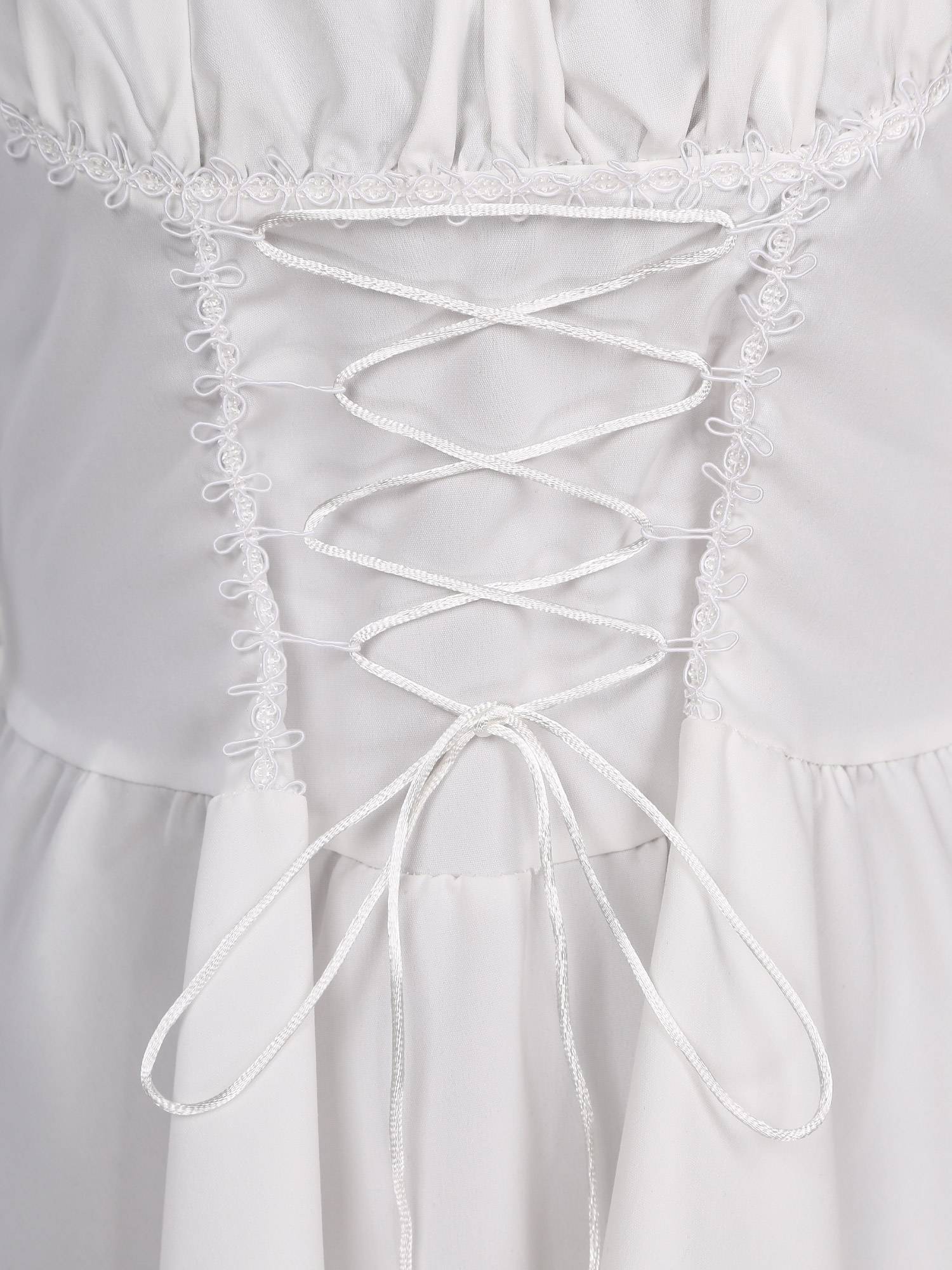 Women Long Sleeve Square Neck Lace-up Prom Dress