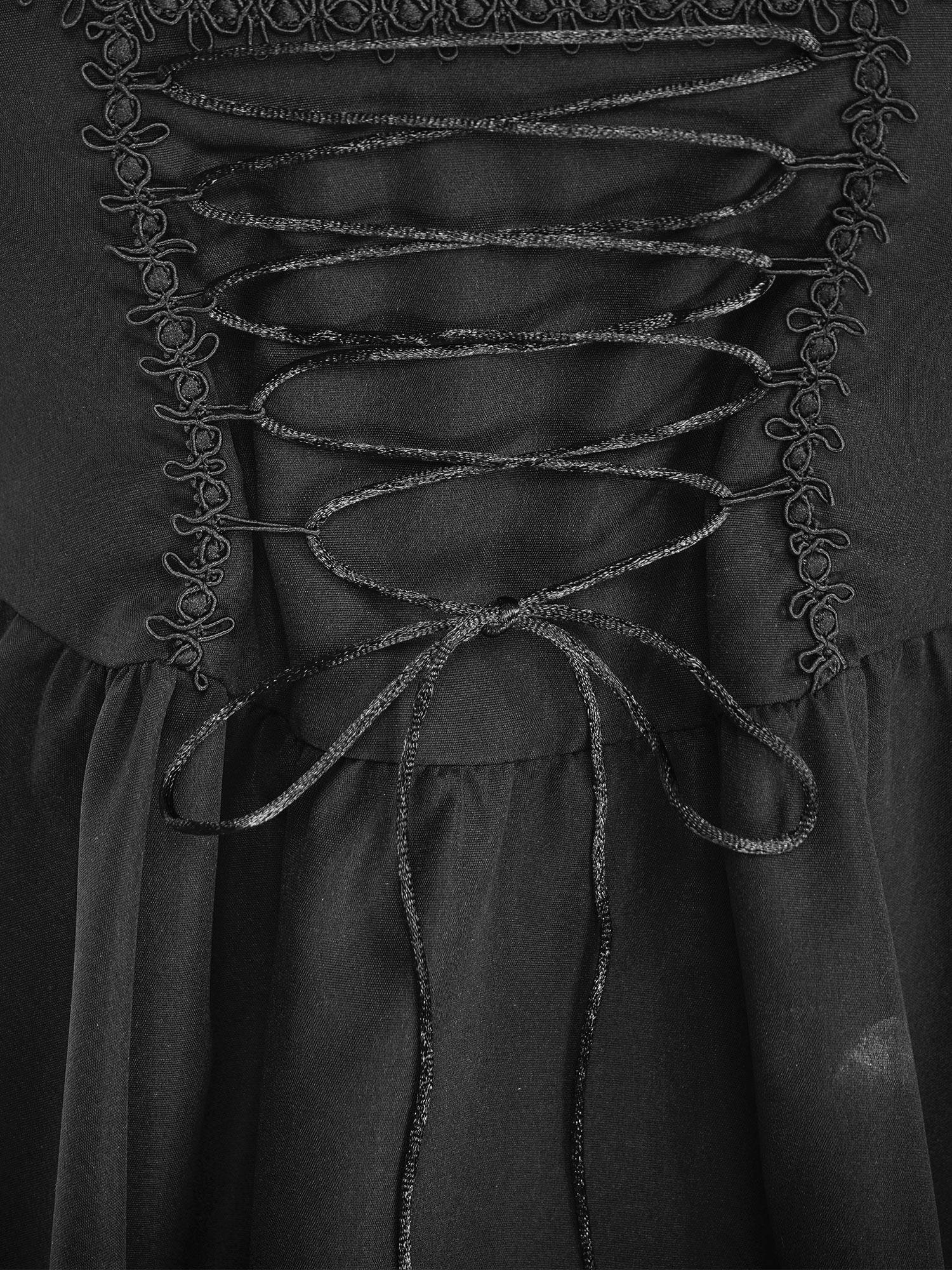 Women Long Sleeve Square Neck Lace-up Prom Dress