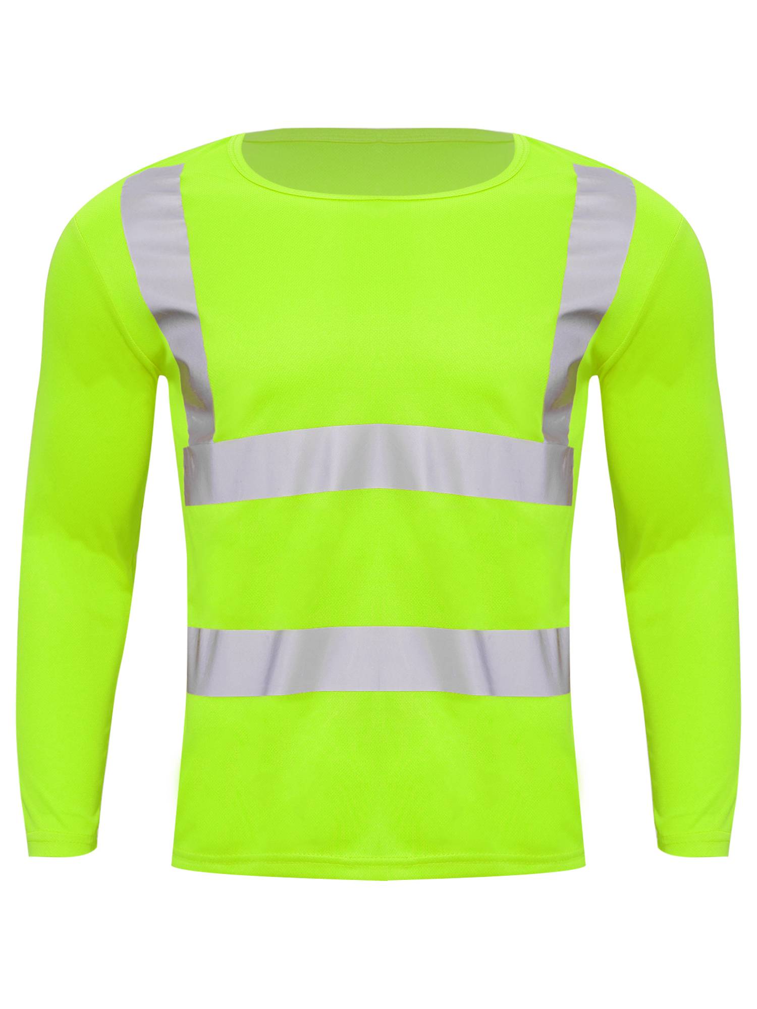 Men Long Sleeves Round Neck Reflective Stripes Sports T-shirt