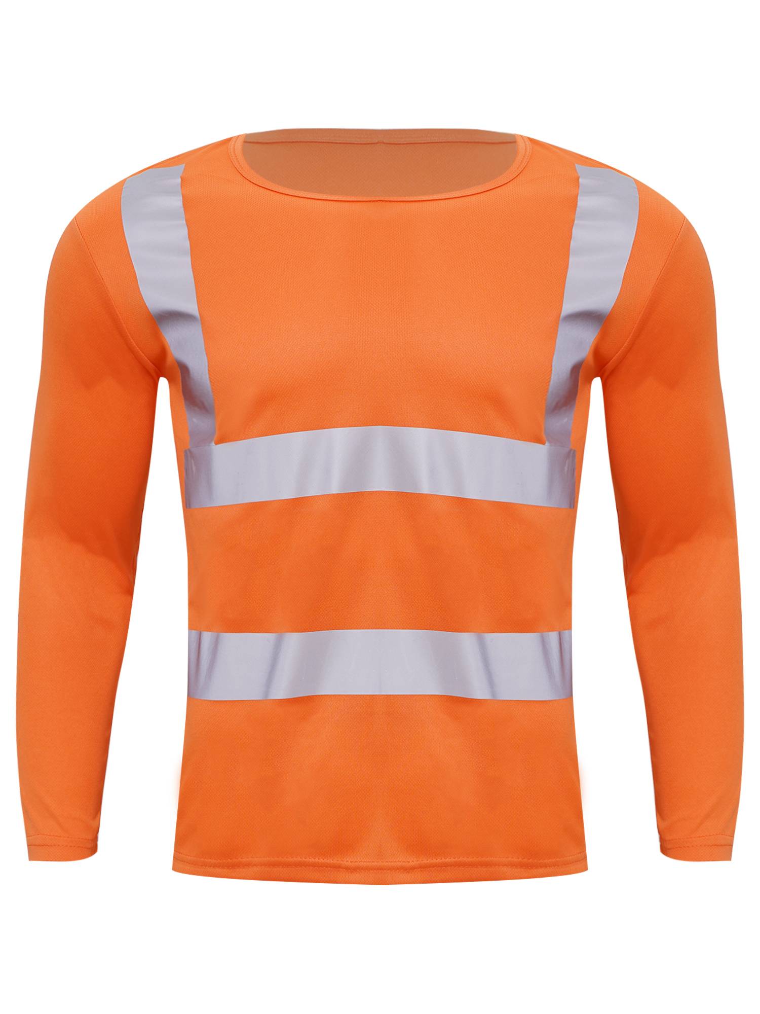 Men Long Sleeves Round Neck Reflective Stripes Sports T-shirt