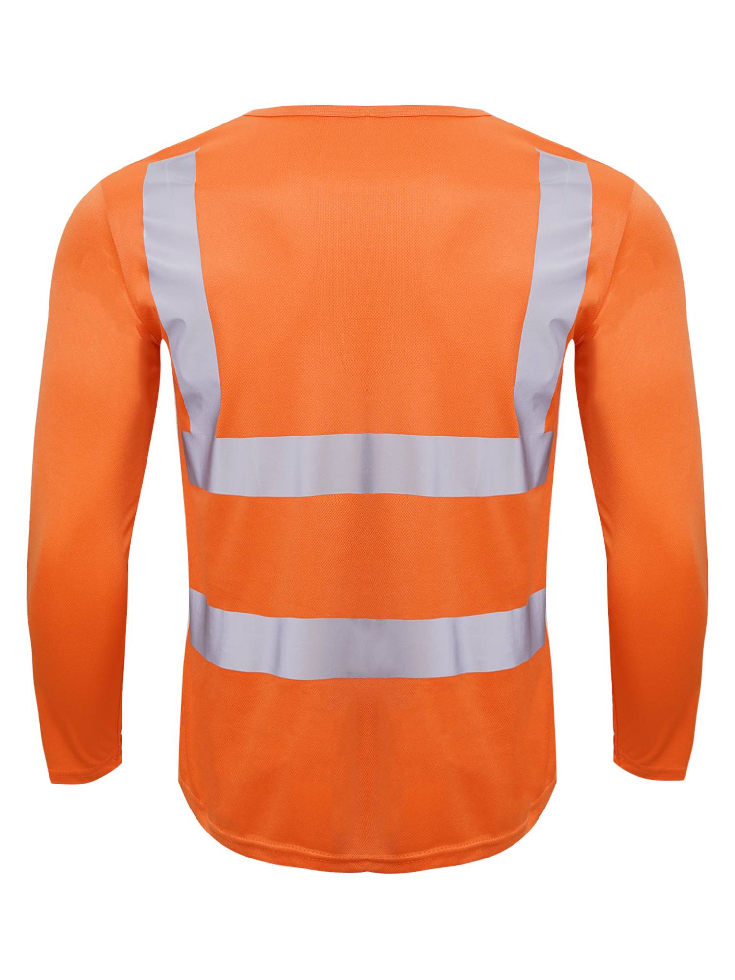 Men Long Sleeves Round Neck Reflective Stripes Sports T-shirt