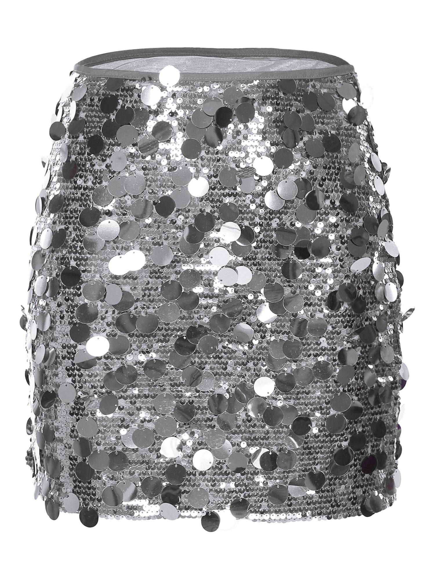 Women Sparkly Sequins Bodycon Mini Skirts for Party