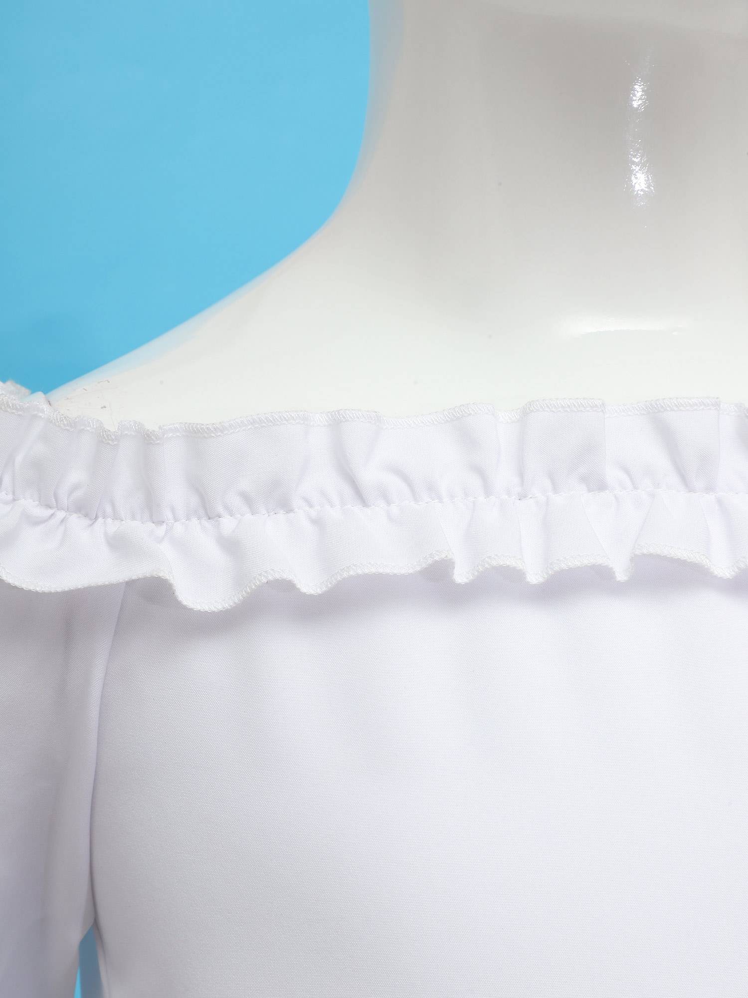 Girls Long Sleeve Off the Shoulder Ruffle Vintage Victorian Pirate Costume Dress