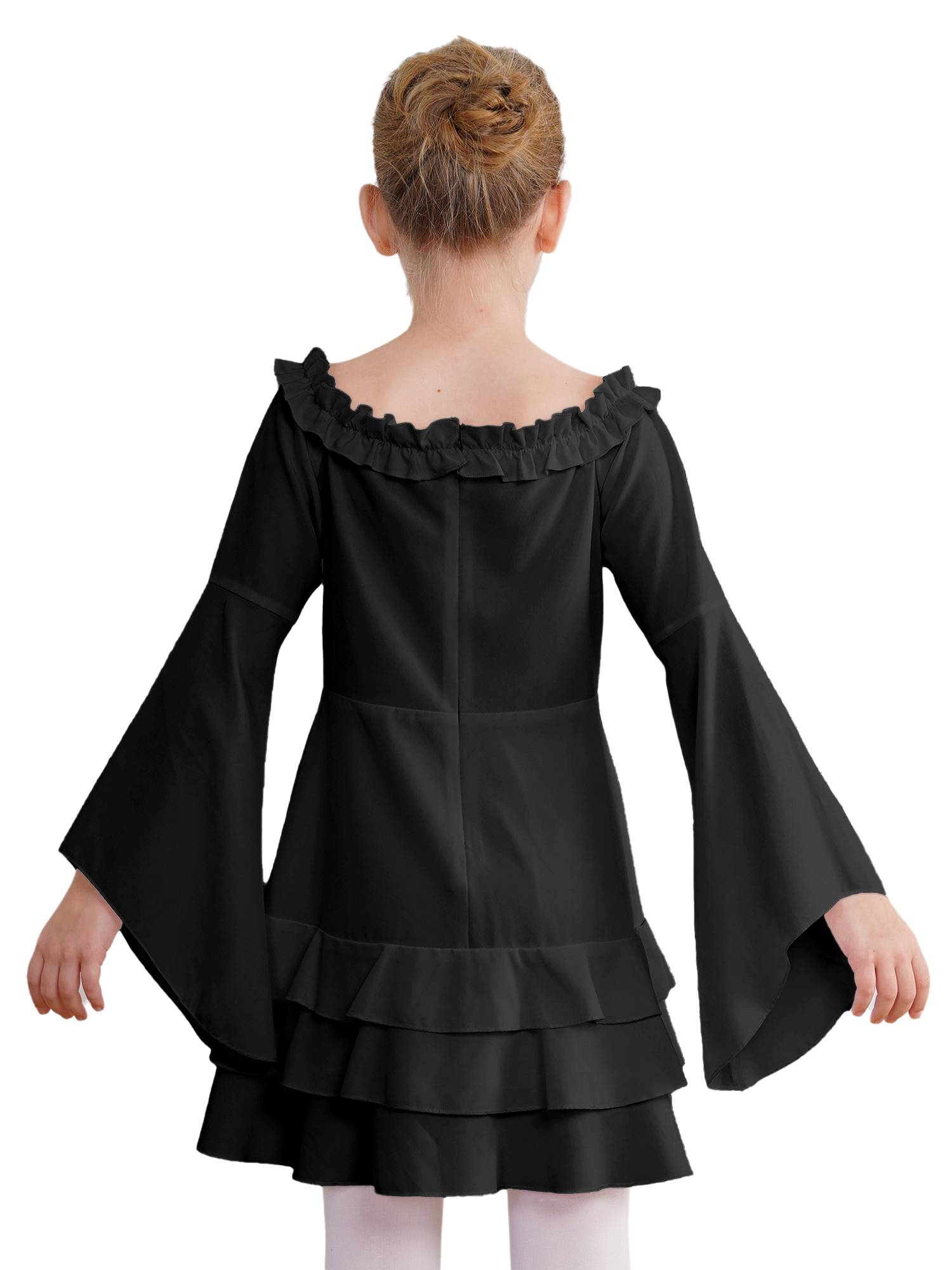 Girls Long Sleeve Off the Shoulder Ruffle Vintage Victorian Pirate Costume Dress