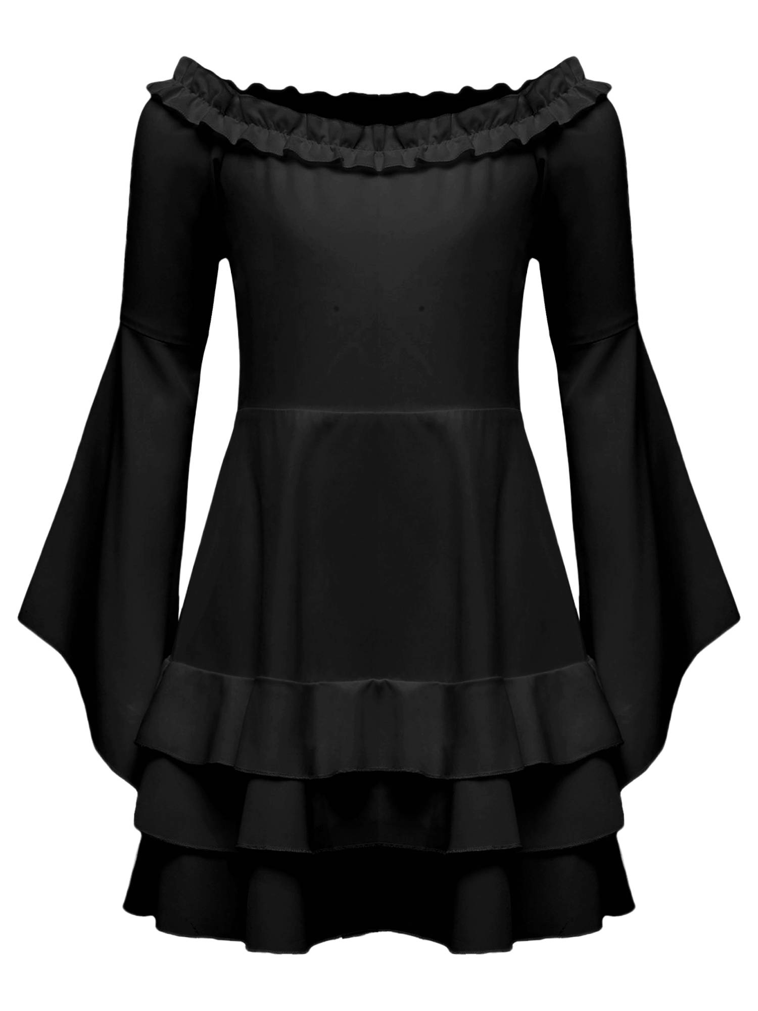 Girls Long Sleeve Off the Shoulder Ruffle Vintage Victorian Pirate Costume Dress