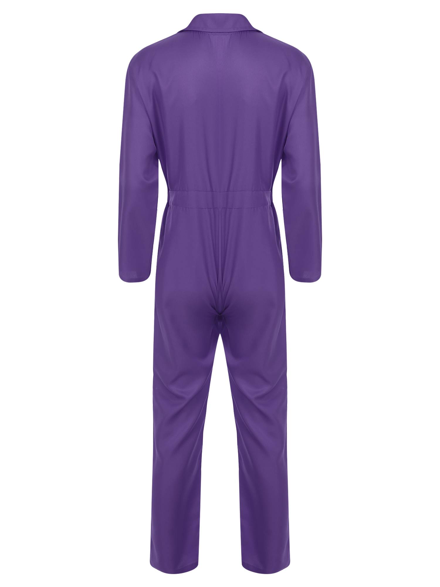 Men Turn-down Collar Long Sleeve Button-up Worker Coveralls Jumpsuit