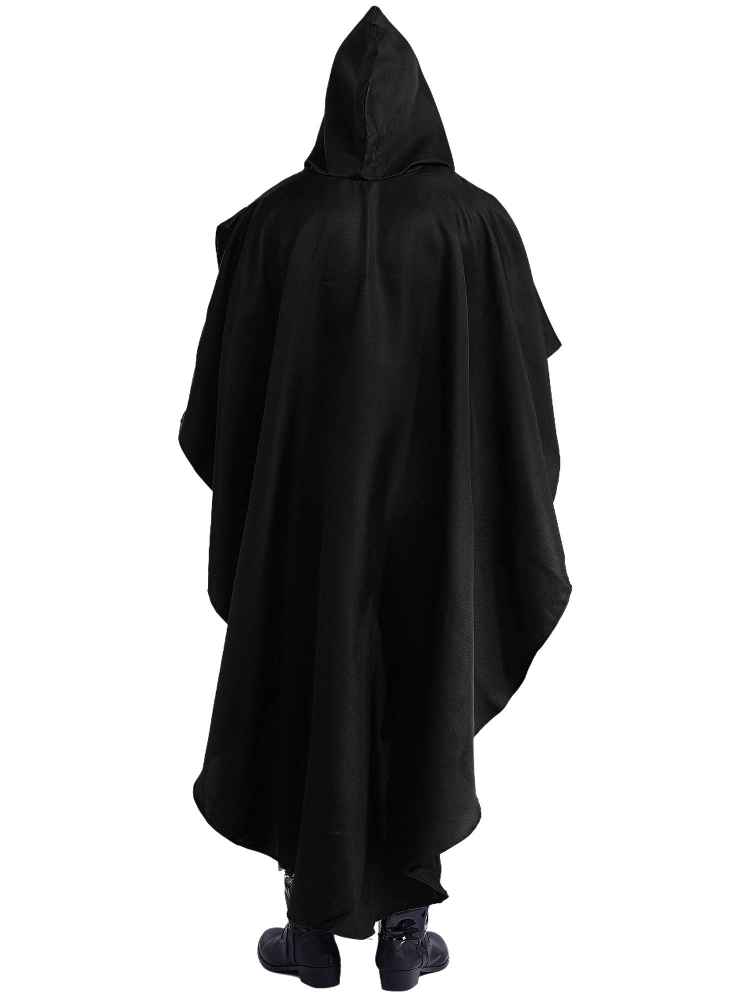 Men Halloween High-low Hem Hooded Cloak Vampire Wizard Gothic Costume