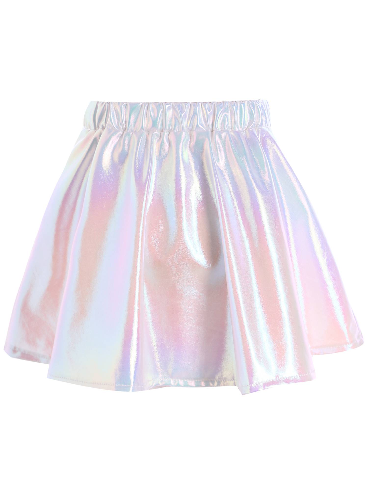Kids Girls Metallic A-Line Miniskirt for Cheerleading Dance