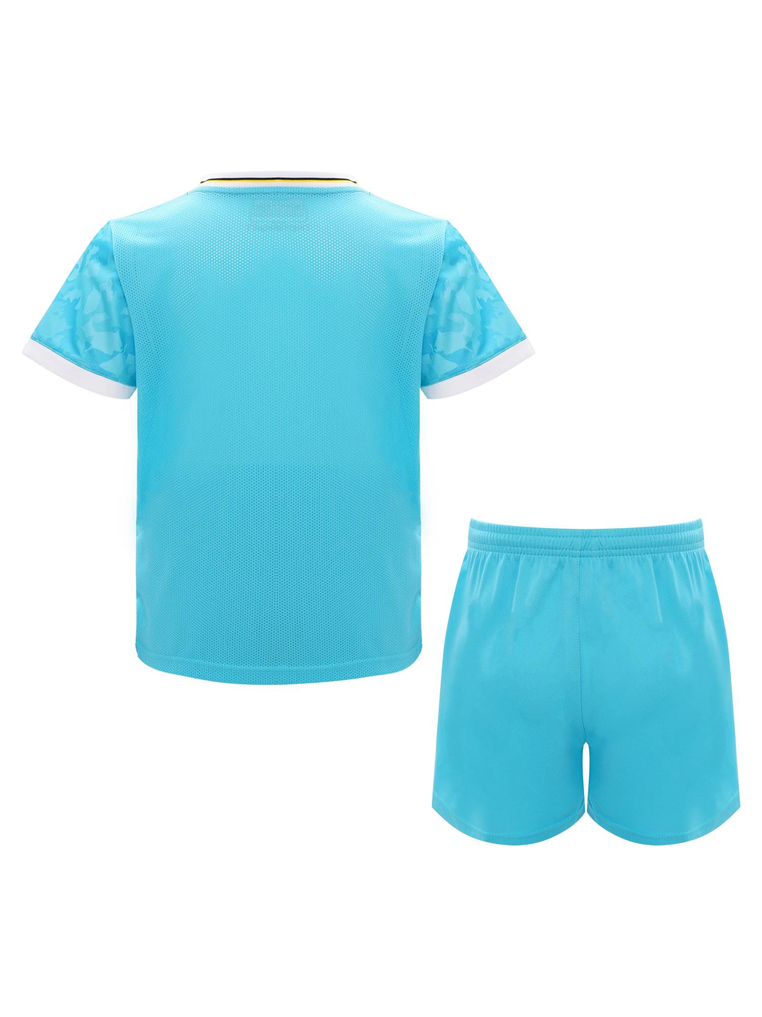 Kids Boys V-neck Short Sleeve Jersey T-shirt and Shorts Football Sports Set