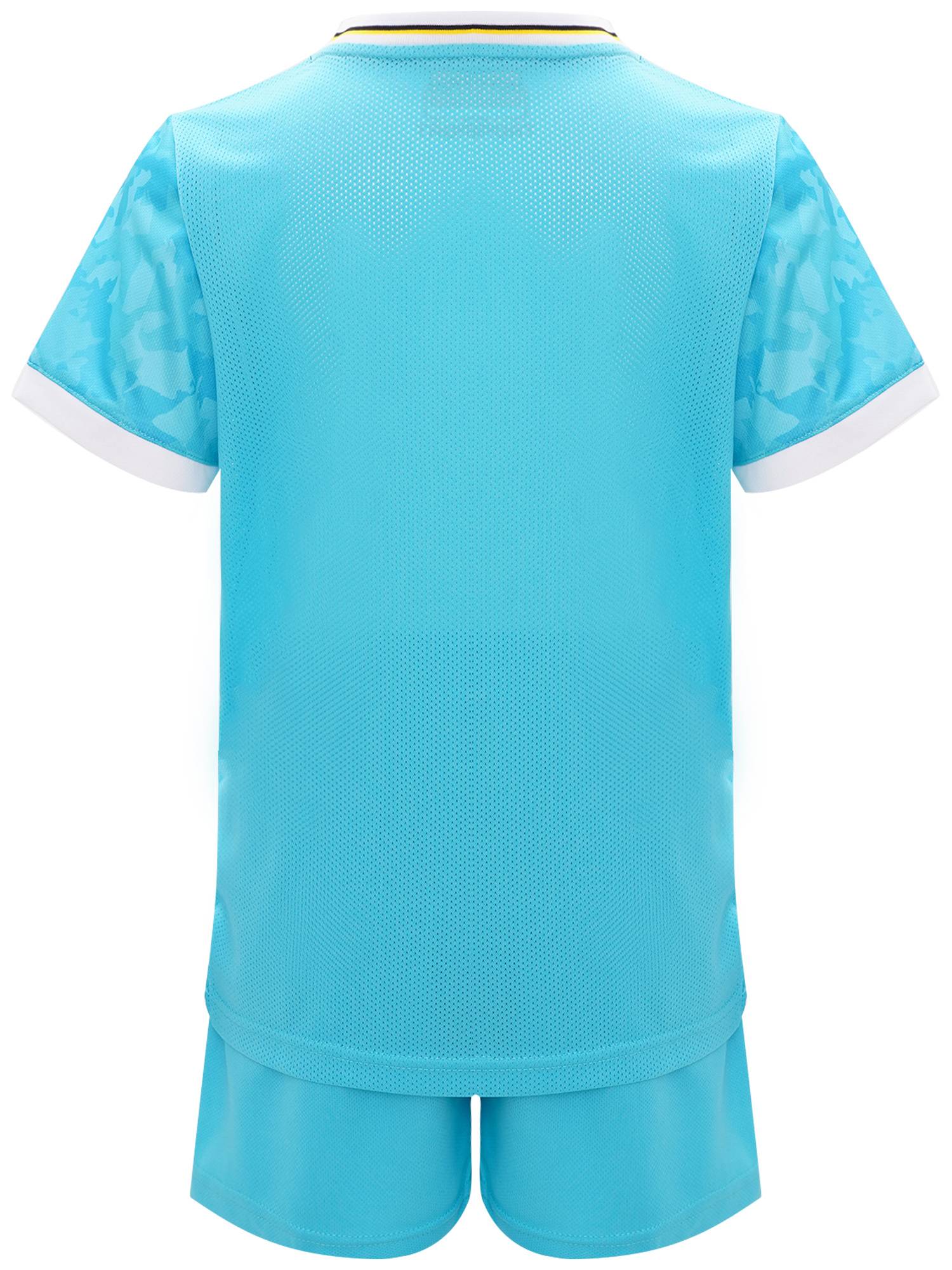 Kids Boys V-neck Short Sleeve Jersey T-shirt and Shorts Football Sports Set