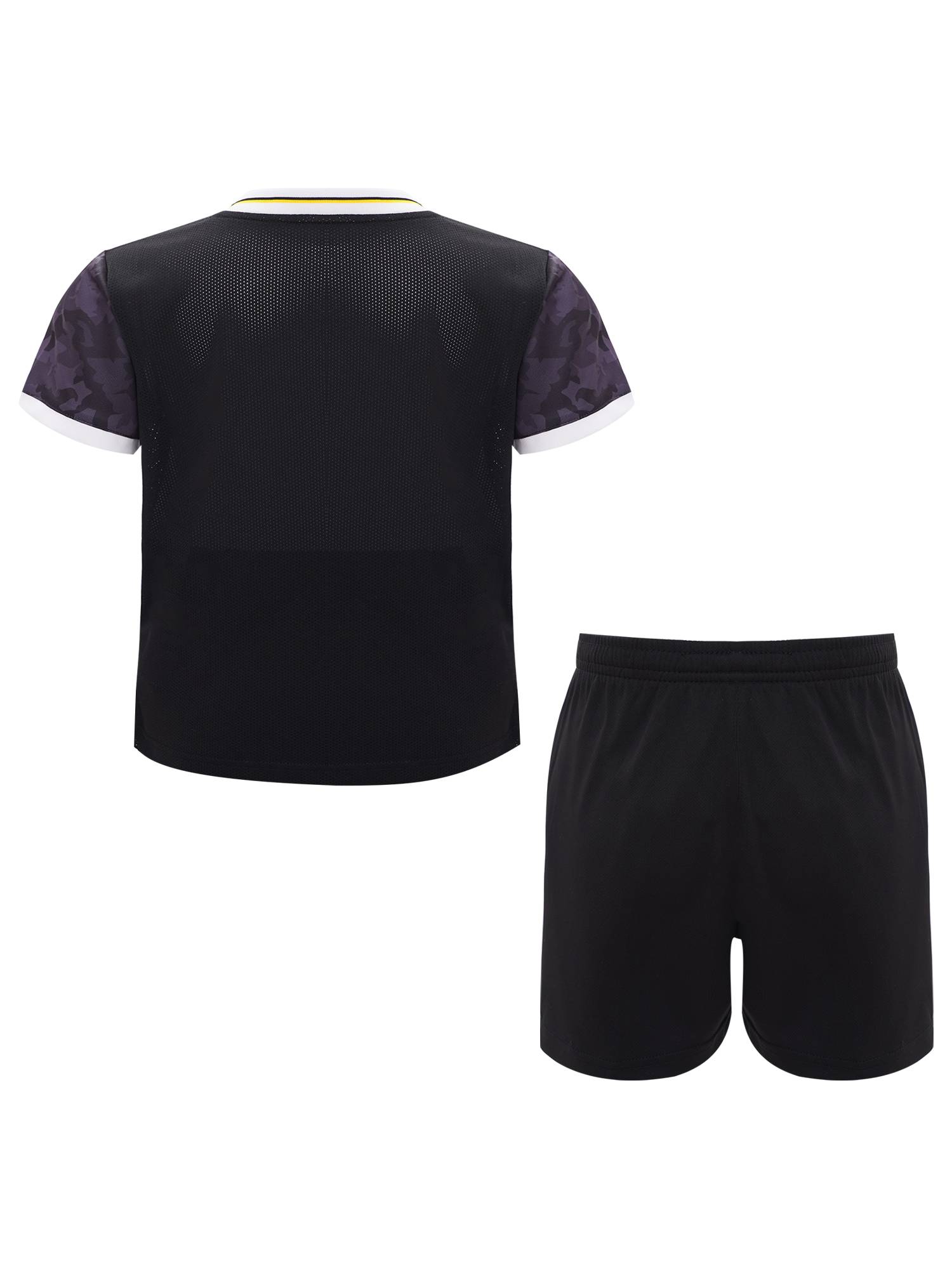 Kids Boys V-neck Short Sleeve Jersey T-shirt and Shorts Football Sports Set