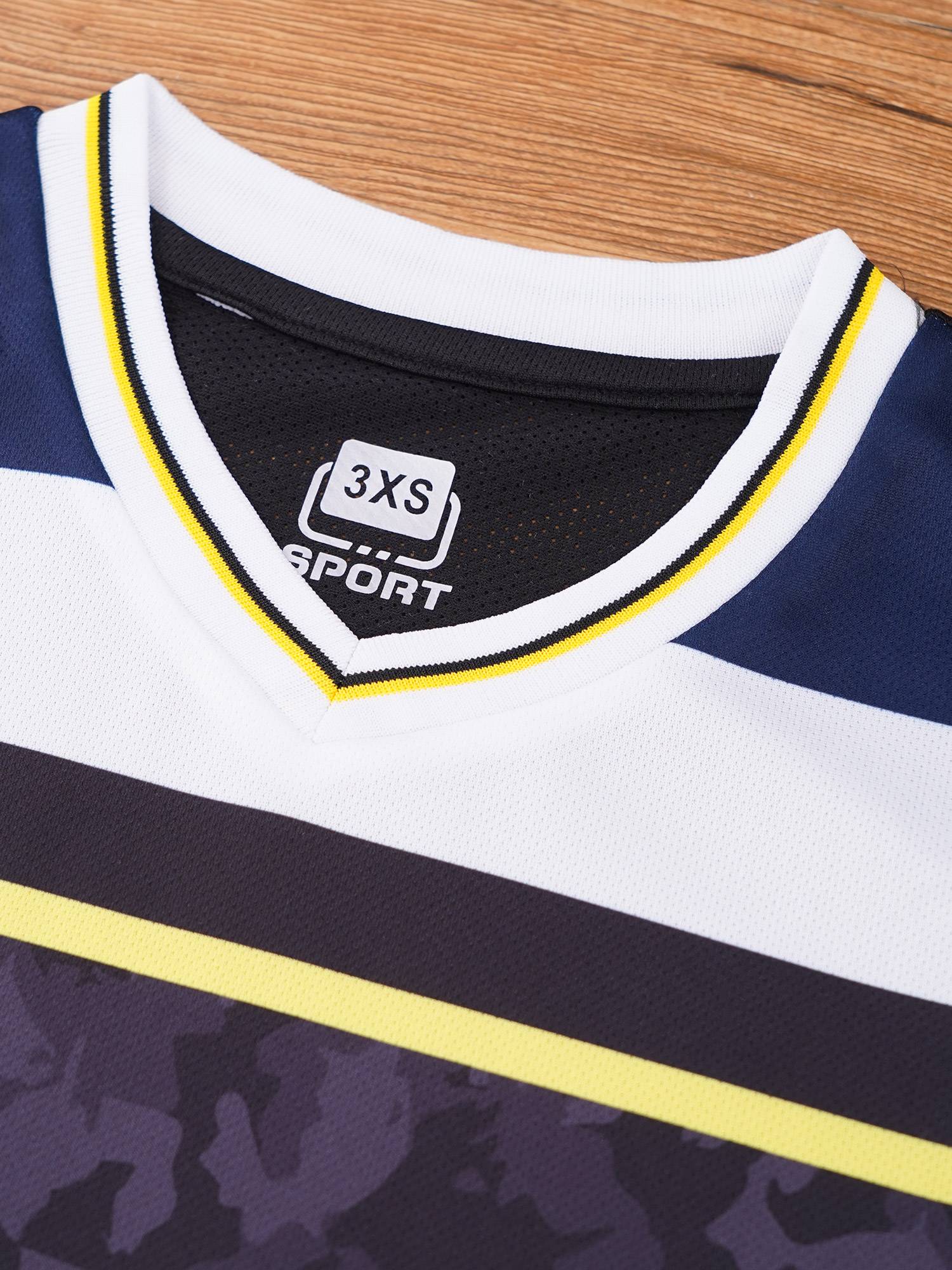 Kids Boys V-neck Short Sleeve Jersey T-shirt and Shorts Football Sports Set