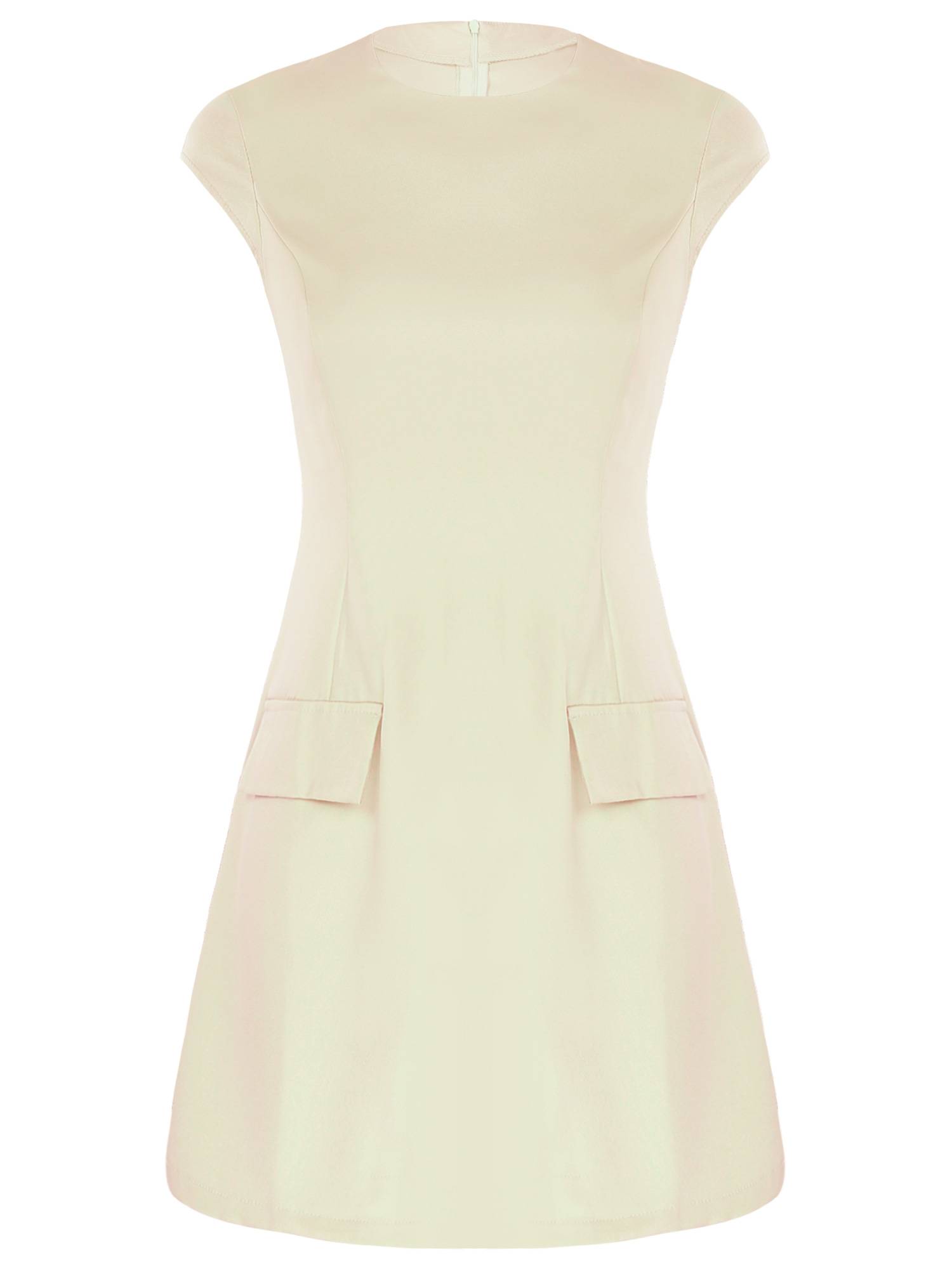 Women Round Neck Cap Sleeve Solid Color A-Line Party Dress