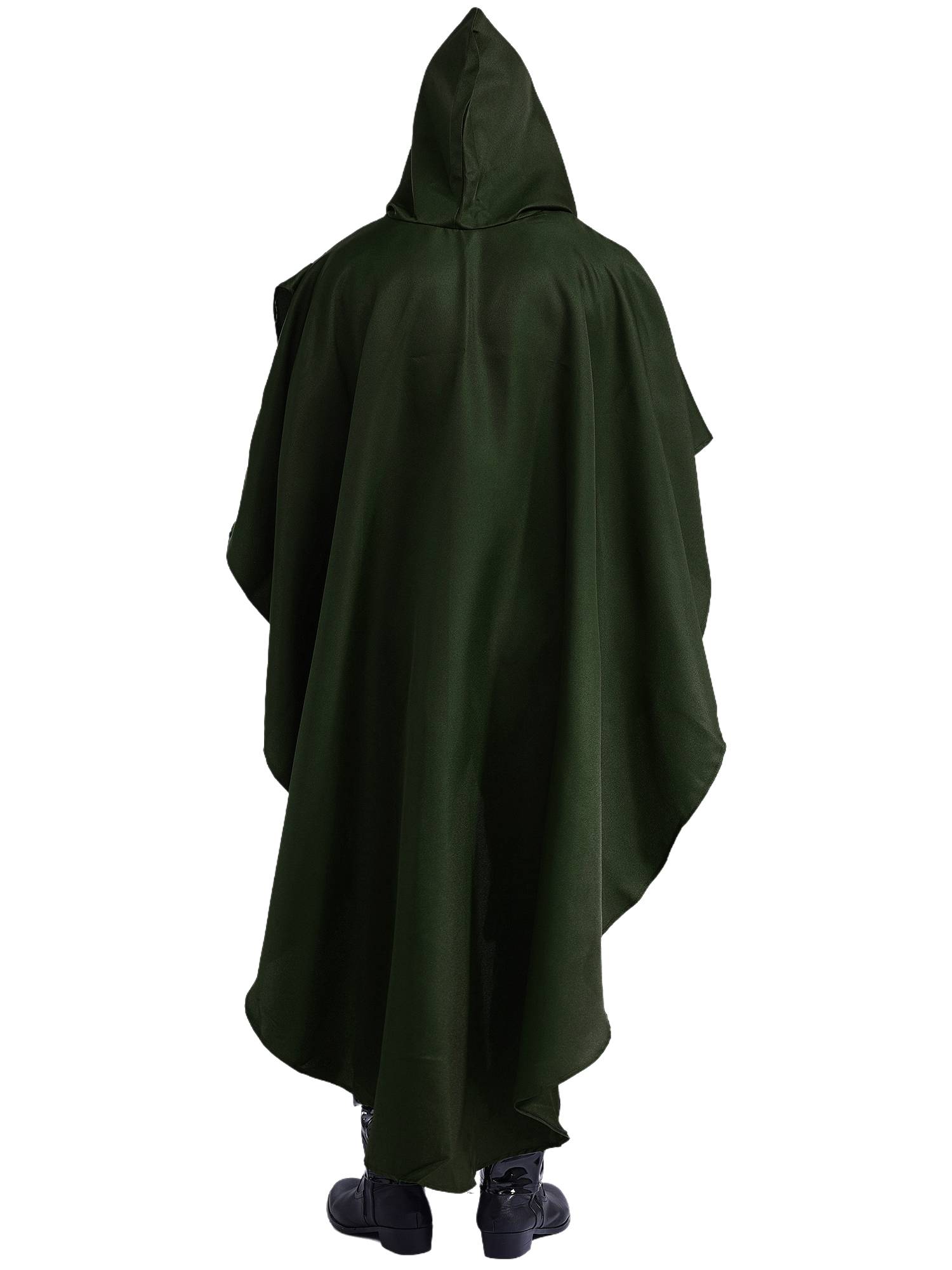 Men Halloween High-low Hem Hooded Cloak Vampire Wizard Gothic Costume