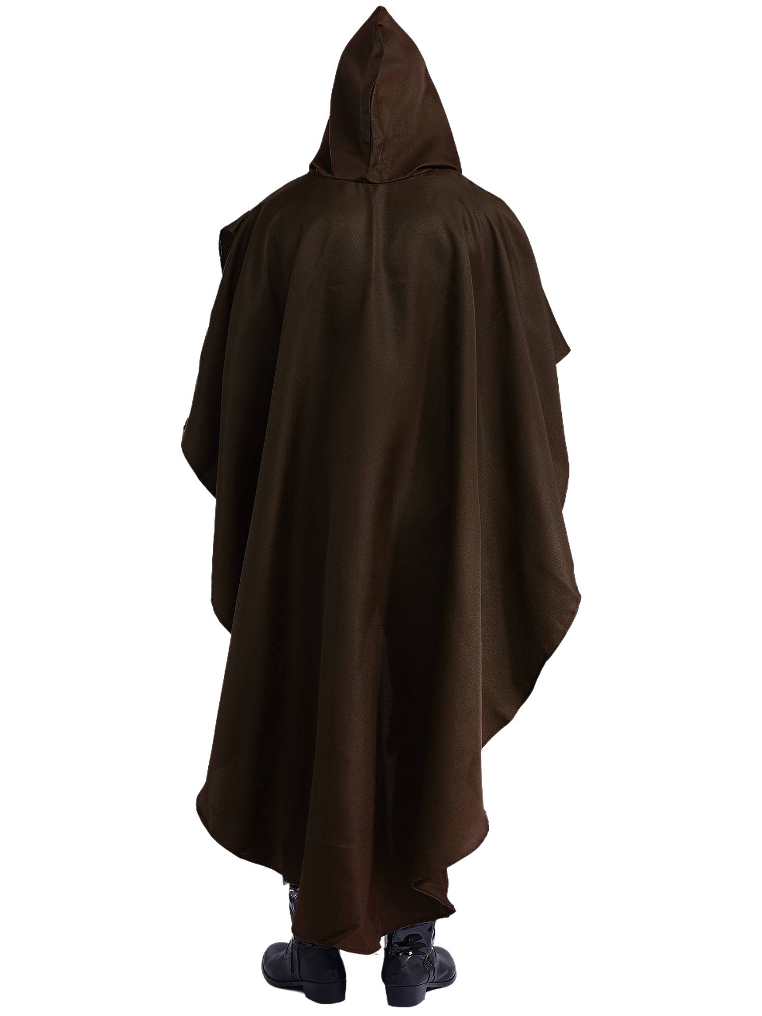 Men Halloween High-low Hem Hooded Cloak Vampire Wizard Gothic Costume