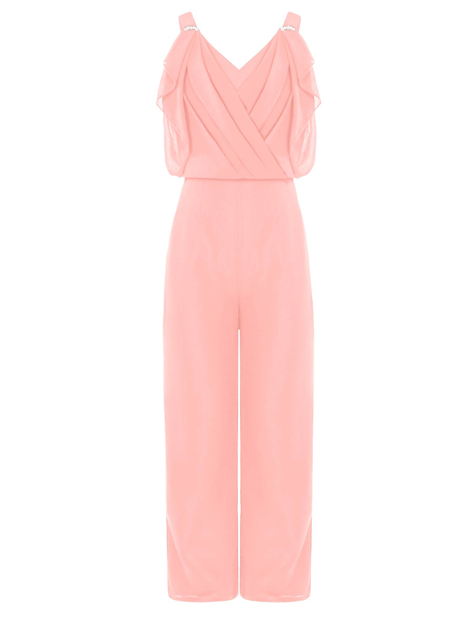 Kids Girls V Neck Pleated Overlay Tank Jumpsuit for Birthday Party