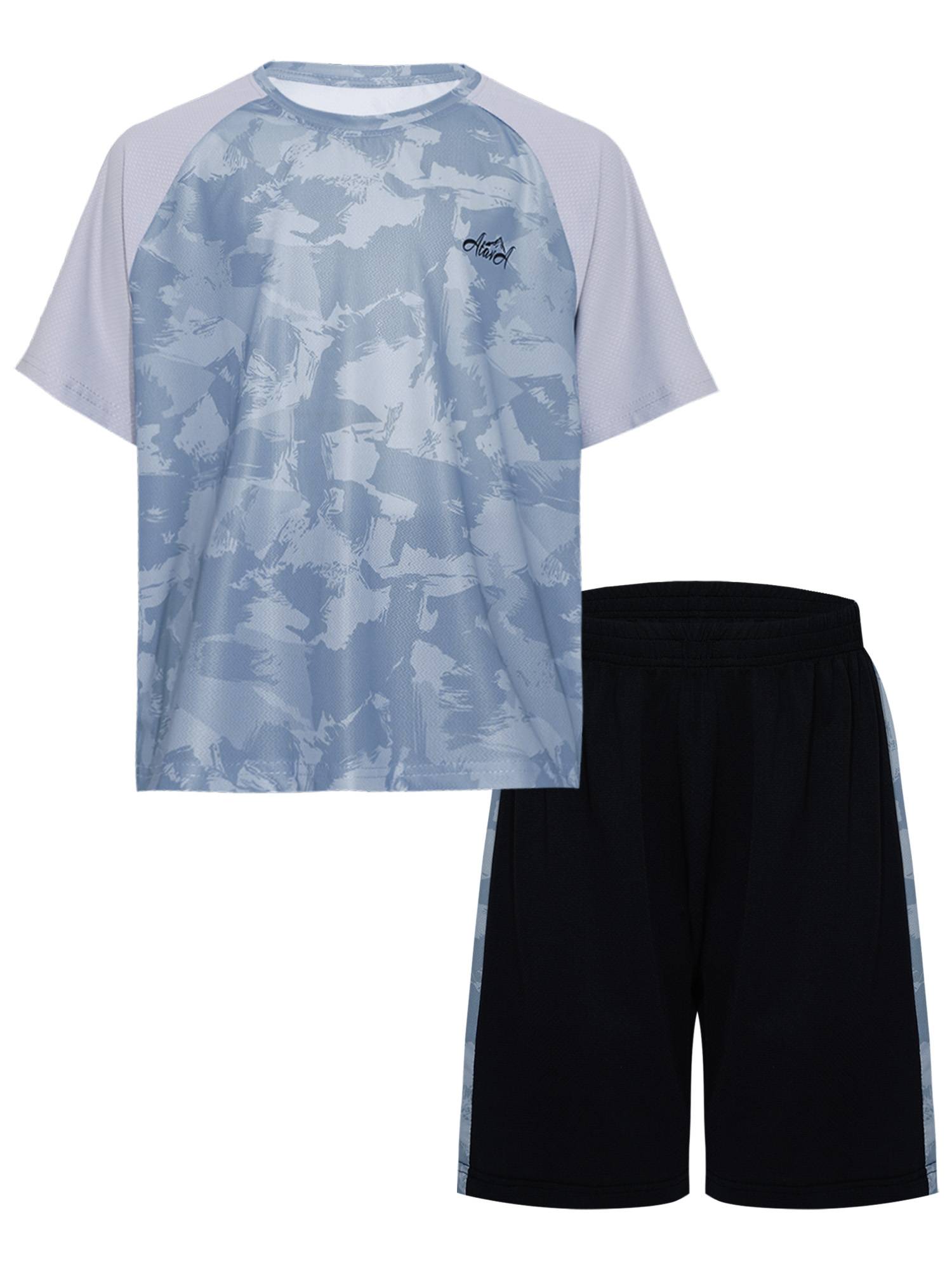 Kids Boys 2pcs Quick-Drying Short Sleeve T-Shirt and Shorts Sports Set