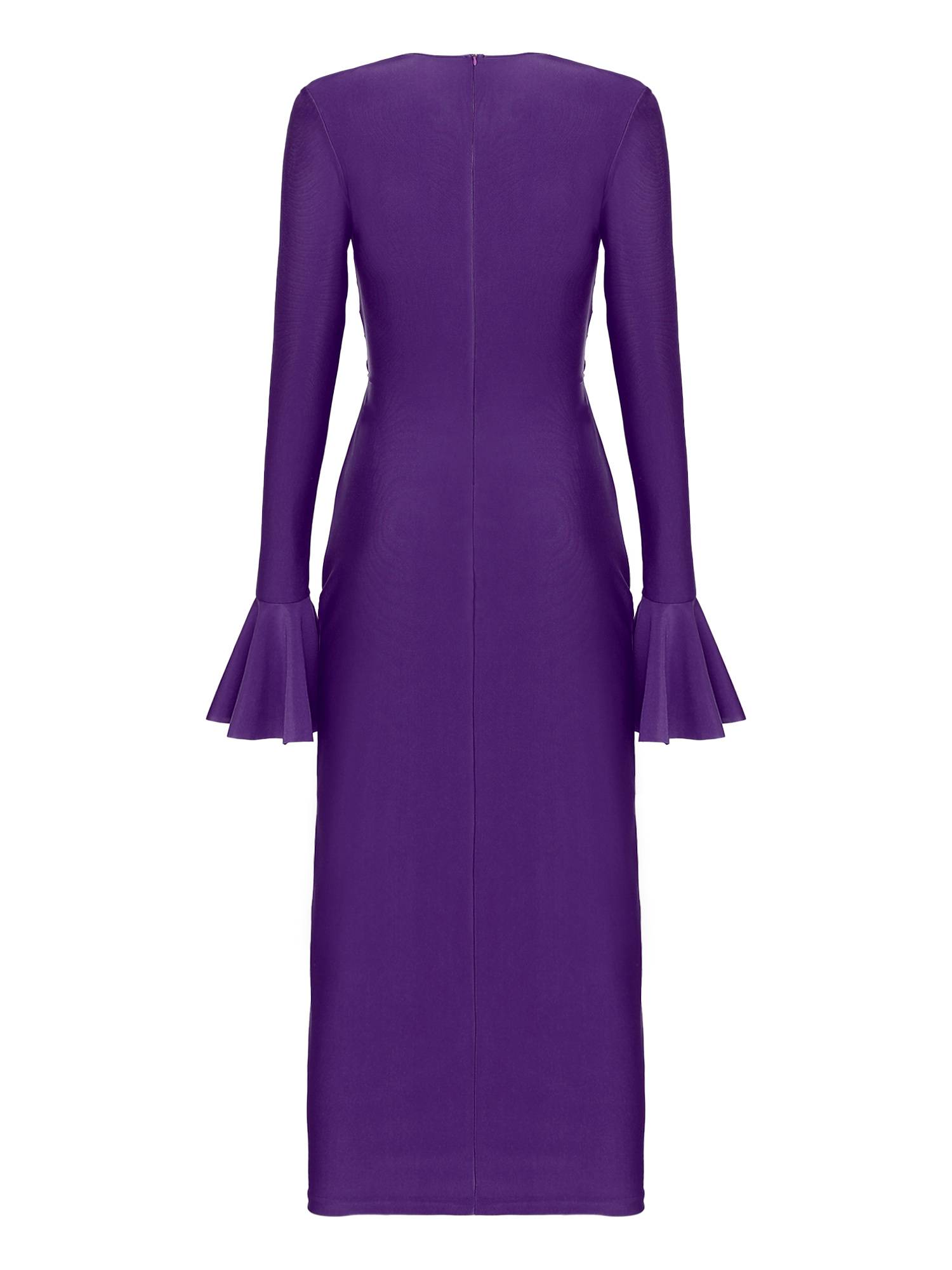 Women V Neck Long Sleeve Twisted Knot Cutout Pencil Dress for Cocktails