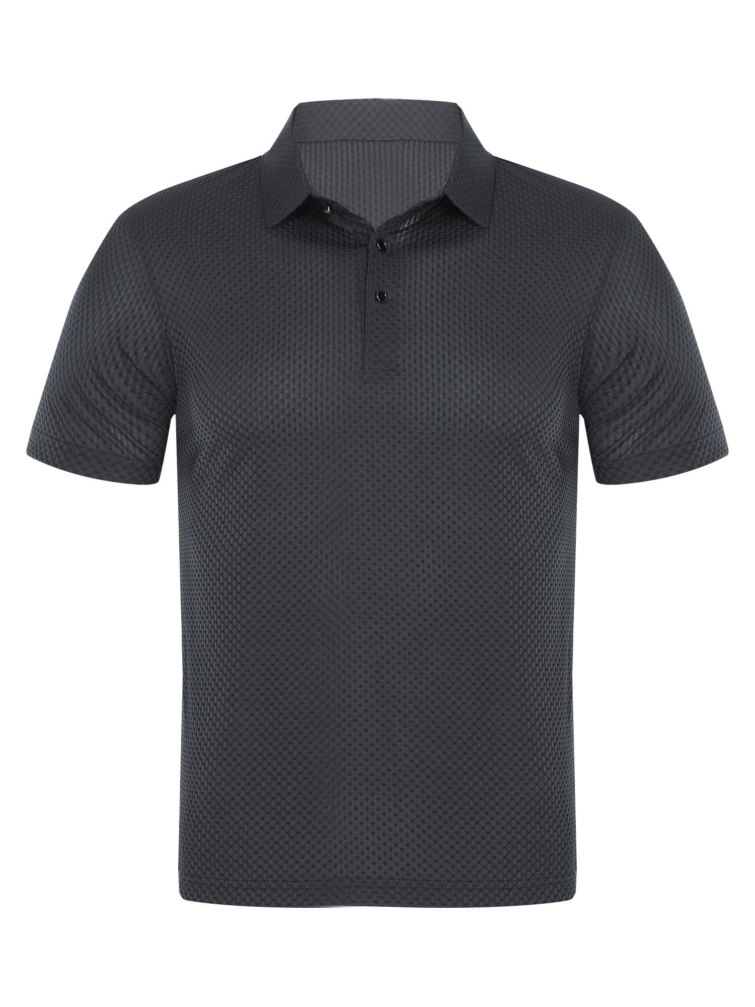 Men Short Sleeve Turn-down Collar Placket Silky Polo Shirt