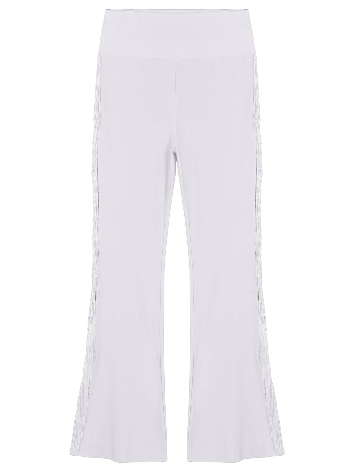 Men Tassel Flared Pants Vintage High Waist Bell-Bottom Trousers for Jazz Dance