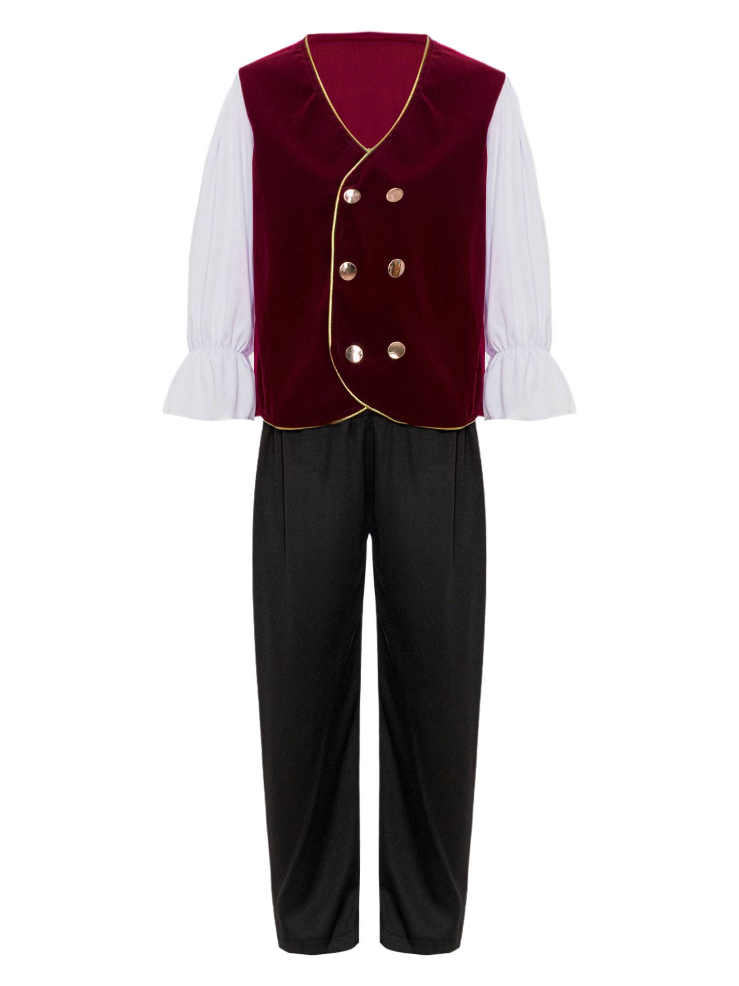 Boys Long Sleeve 2 in 1 Double Breasted Jacket and Pants Medieval Costume Set