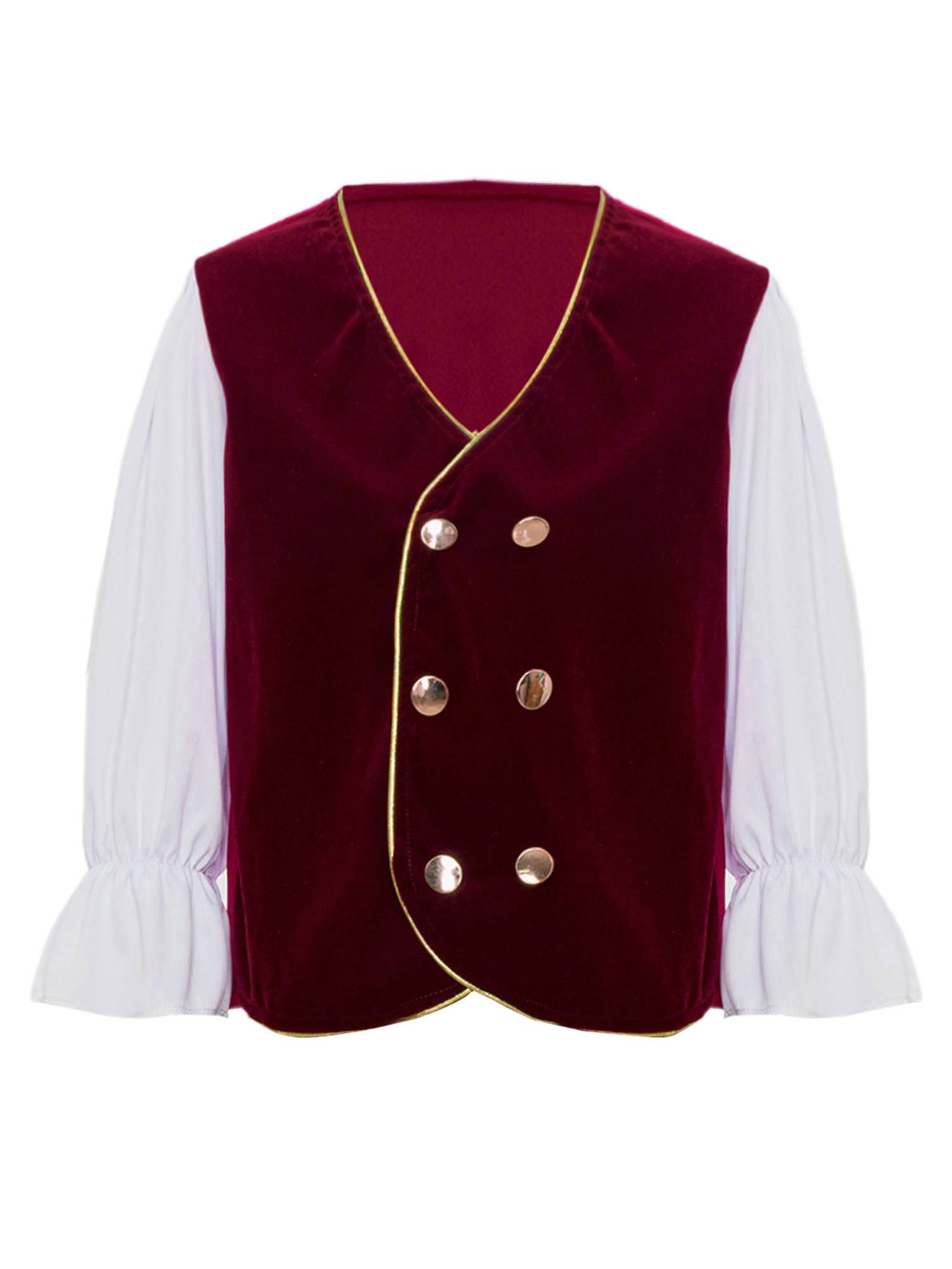 Boys Long Sleeve 2 in 1 Double Breasted Jacket and Pants Medieval Costume Set