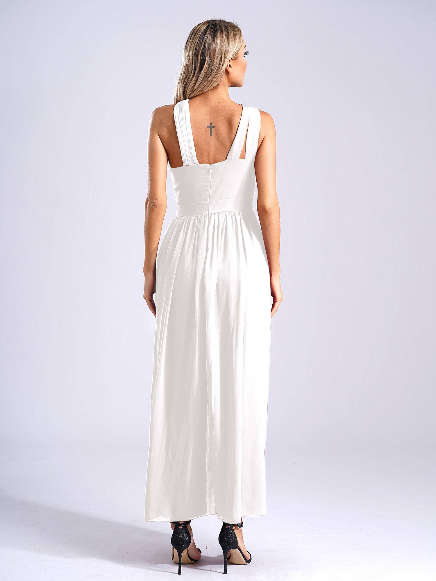 Women Asymmetrical Neck Sleeveless Built-in Chest Pad Party Jumpsuit