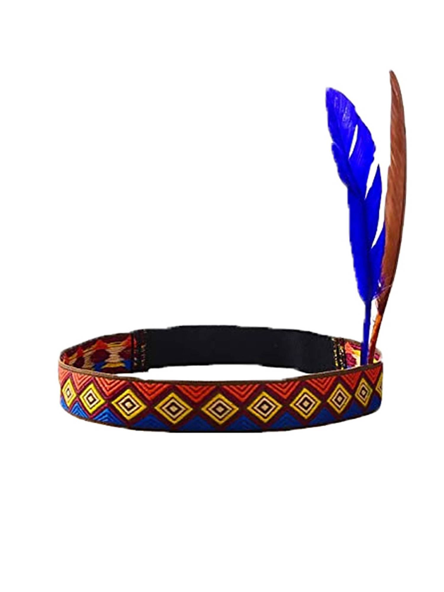 Girls Halloween Native Indian Tassel Short Sleeve Dress with Feather Headband