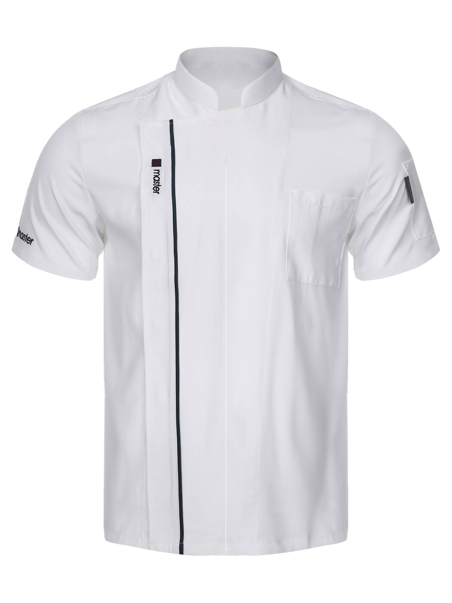 Men Women Stand Collar Short Sleeve Letter Embroidery Chef Shirt
