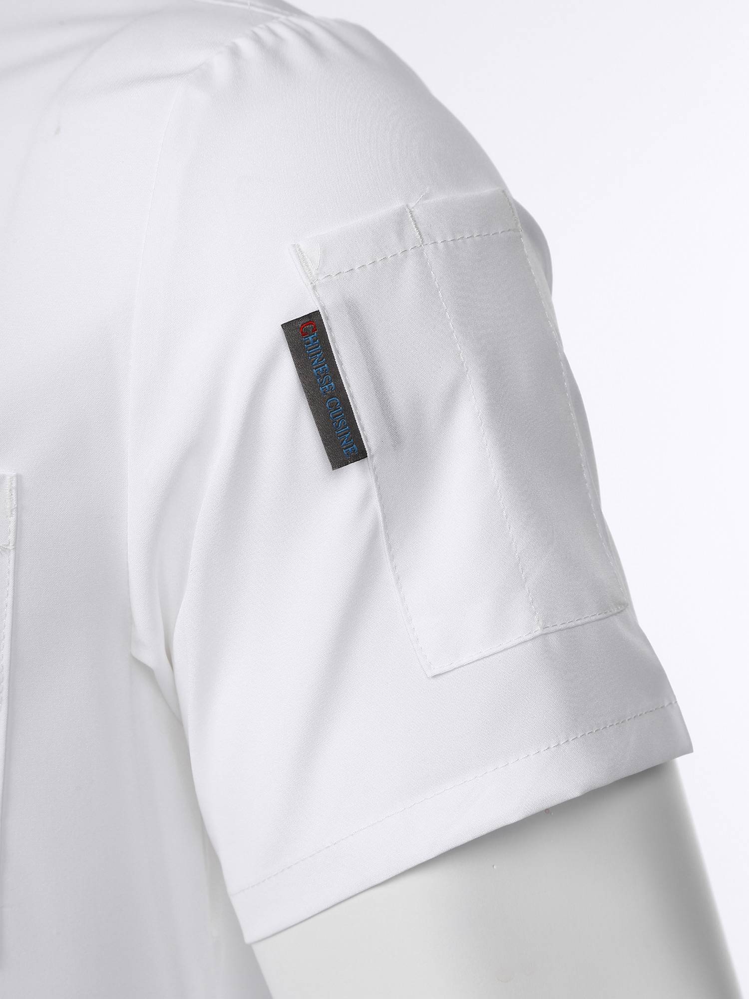 Men Women Stand Collar Short Sleeve Letter Embroidery Chef Shirt