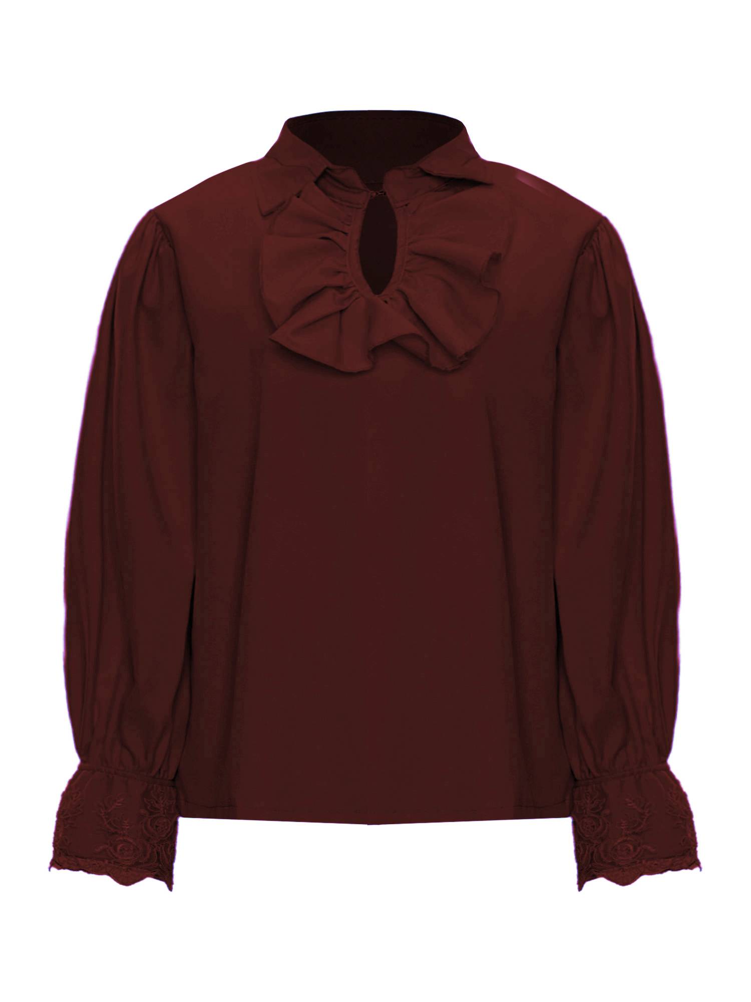 Kids Boys Long Sleeve Ruffle Medieval Renaissance Pirate Shirt