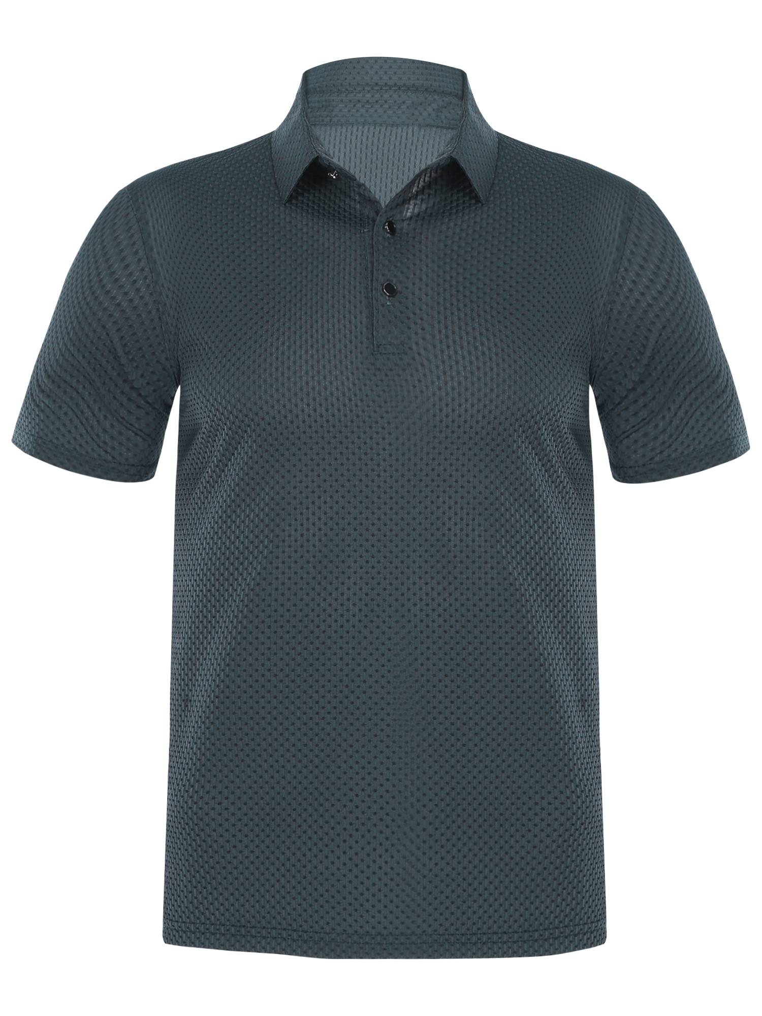 Men Short Sleeve Turn-down Collar Placket Silky Polo Shirt
