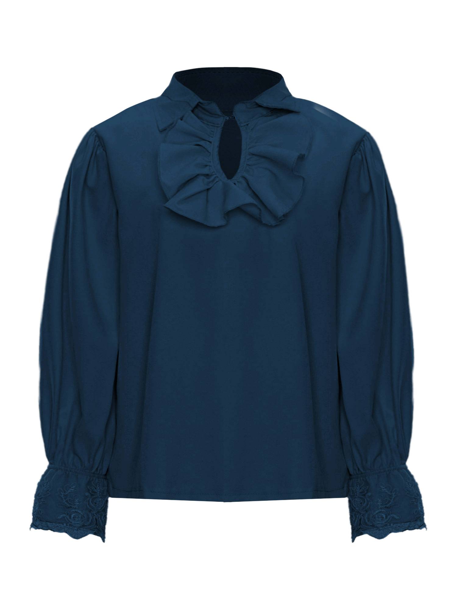 Kids Boys Long Sleeve Ruffle Medieval Renaissance Pirate Shirt