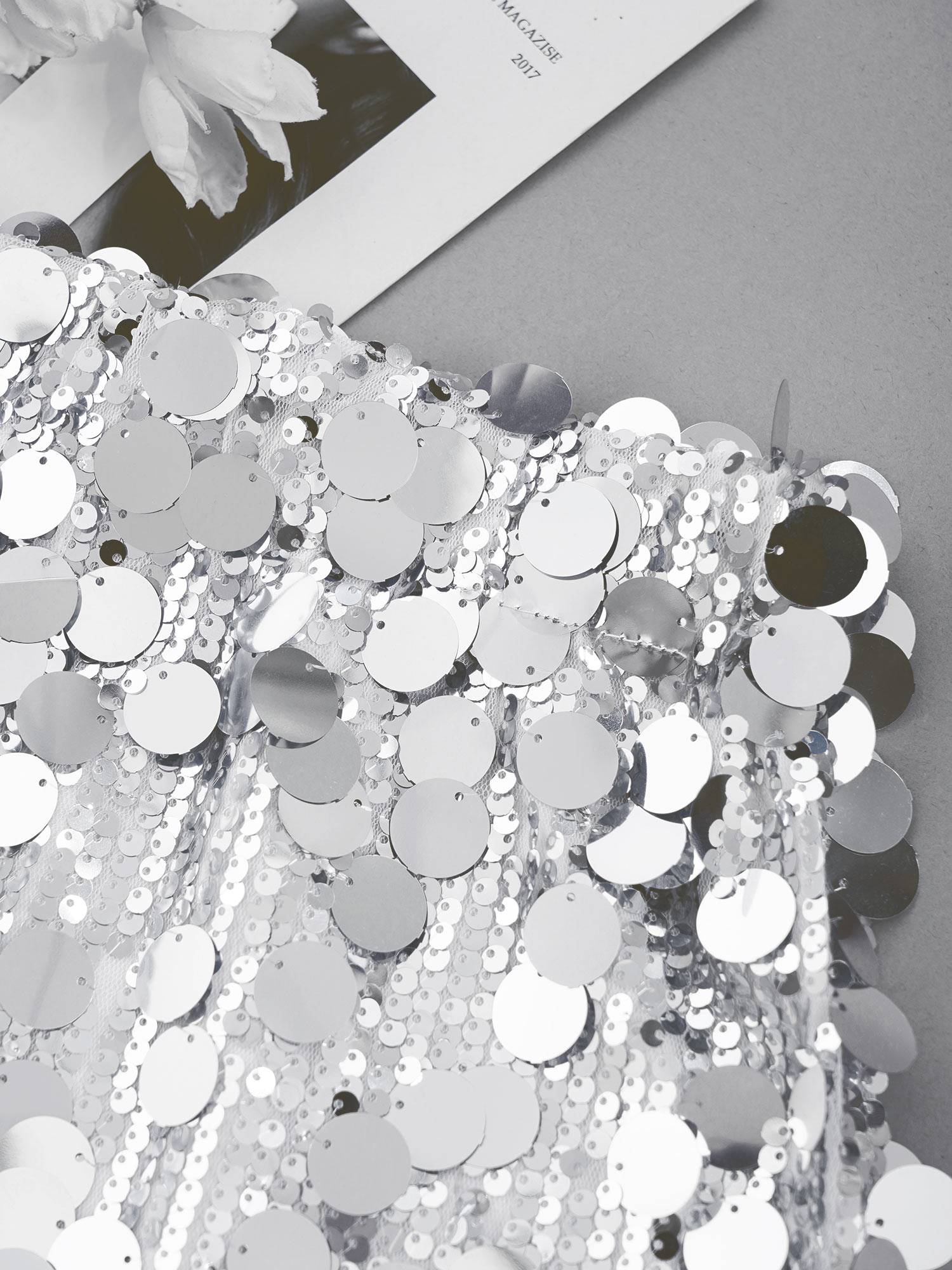 Kids Girls Sequin Hip Wrap Miniskirt with Solid Underpants