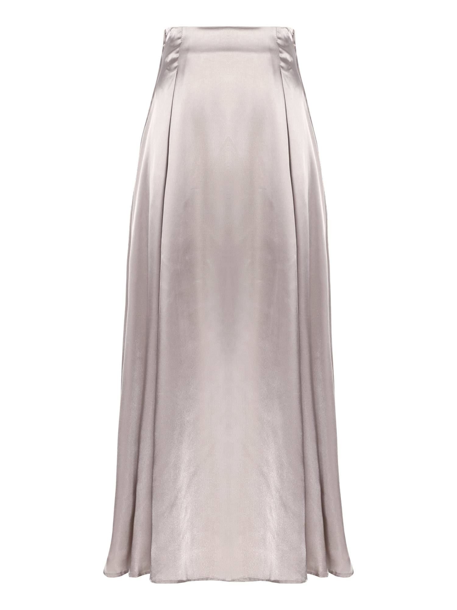 Women Satin High Waist Solid Color A-line Skirt for Evening Party