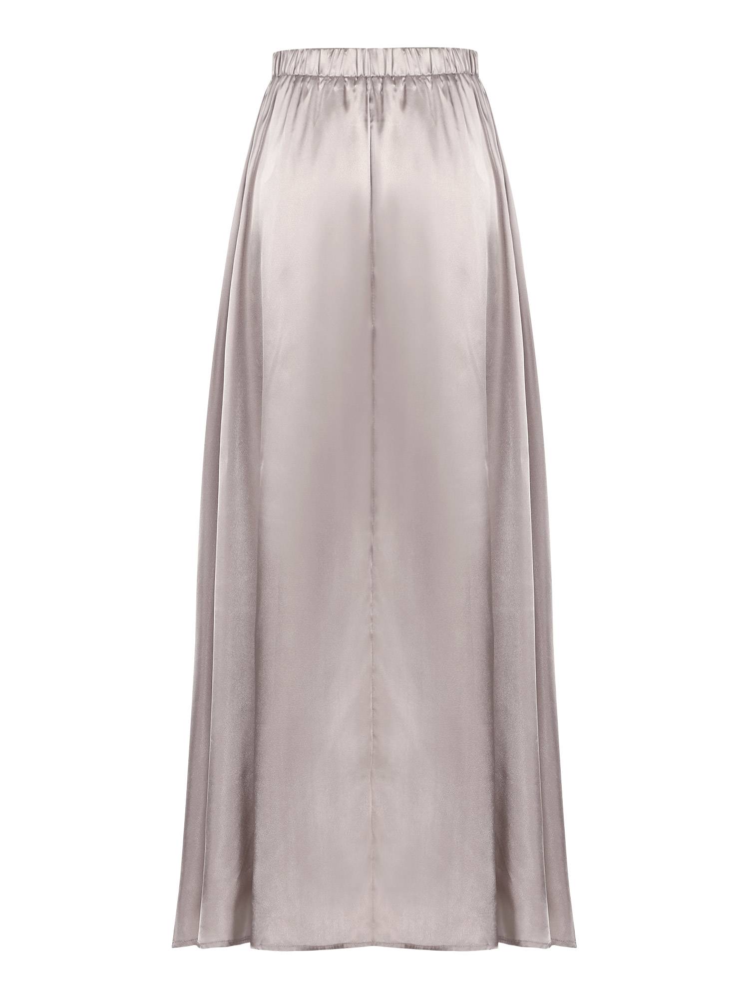 Women Satin High Waist Solid Color A-line Skirt for Evening Party