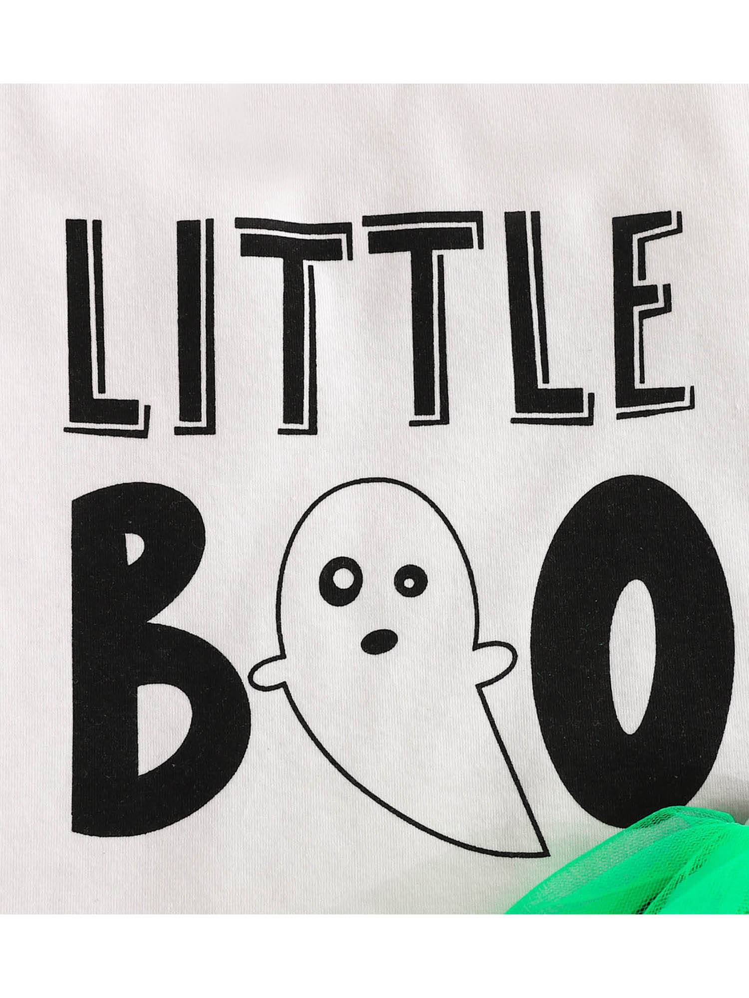 Baby Girls Halloween Long Sleeve T-shirt and Stripe Tulle Shorts Set