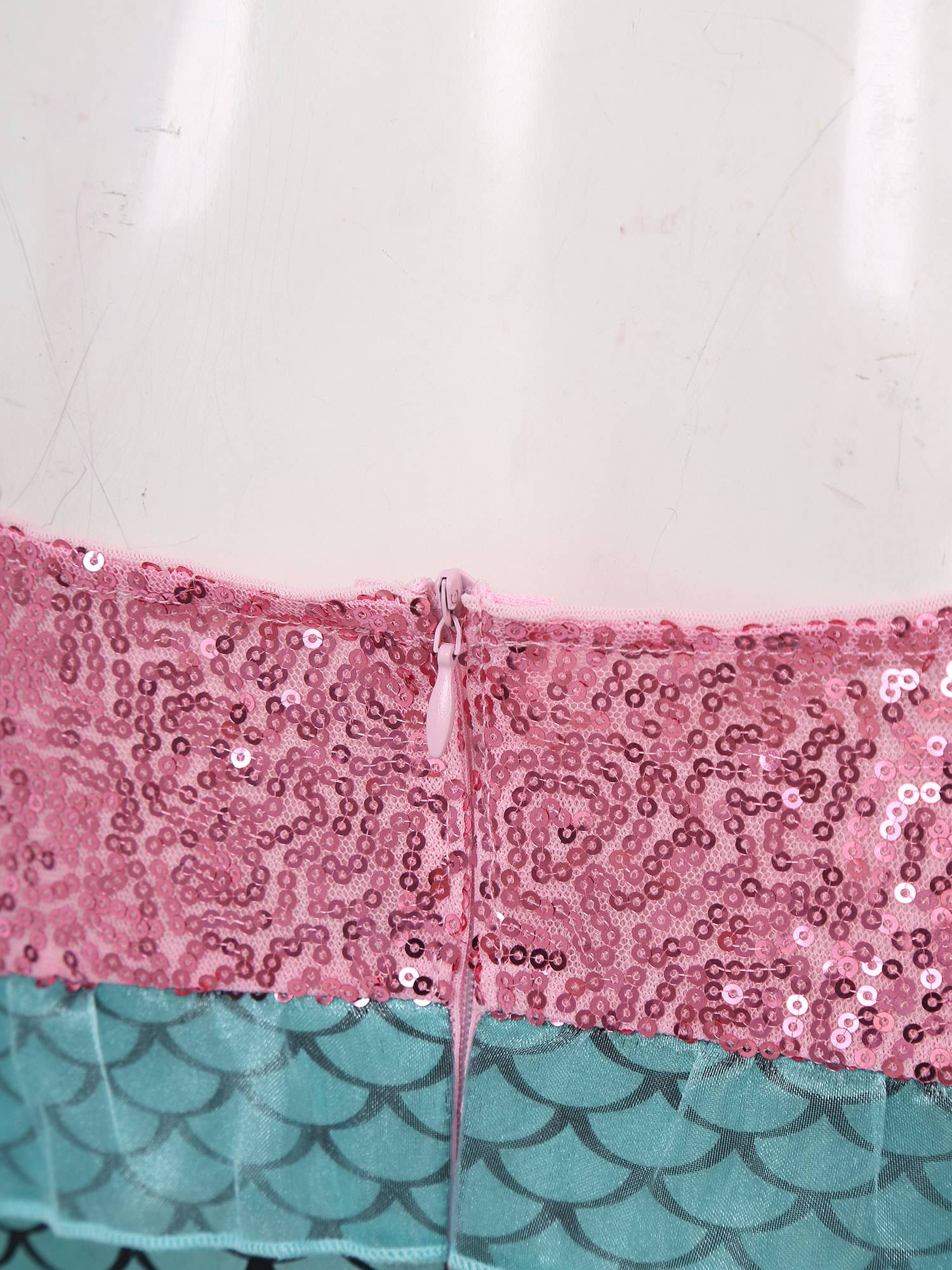 Women V Neck Sleeveless Sequin Ruffles Mermaid Bodycon Dress