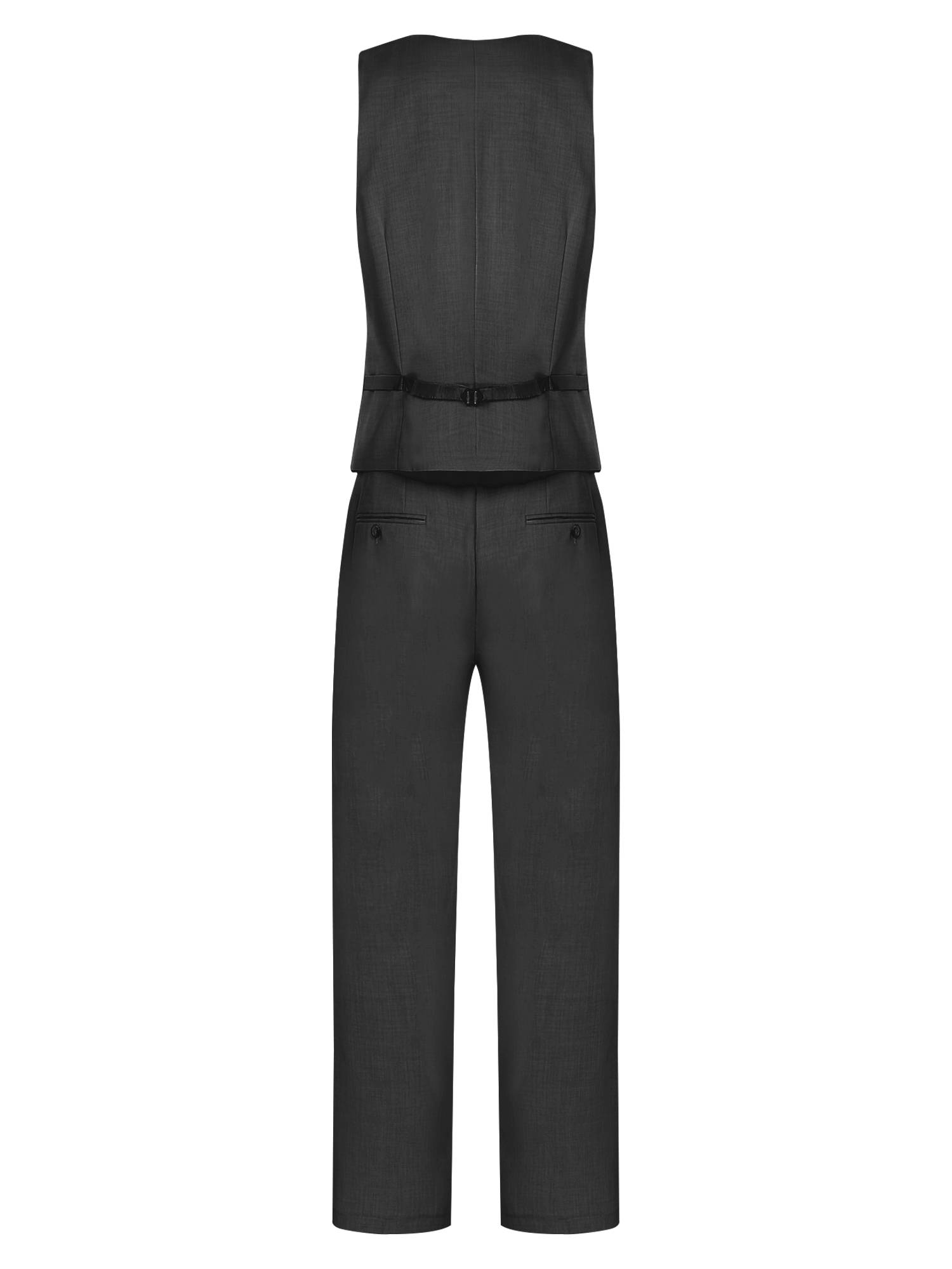 Men 2pcs V Neck Button-up Vest and Pants Set for Wedding Cocktail