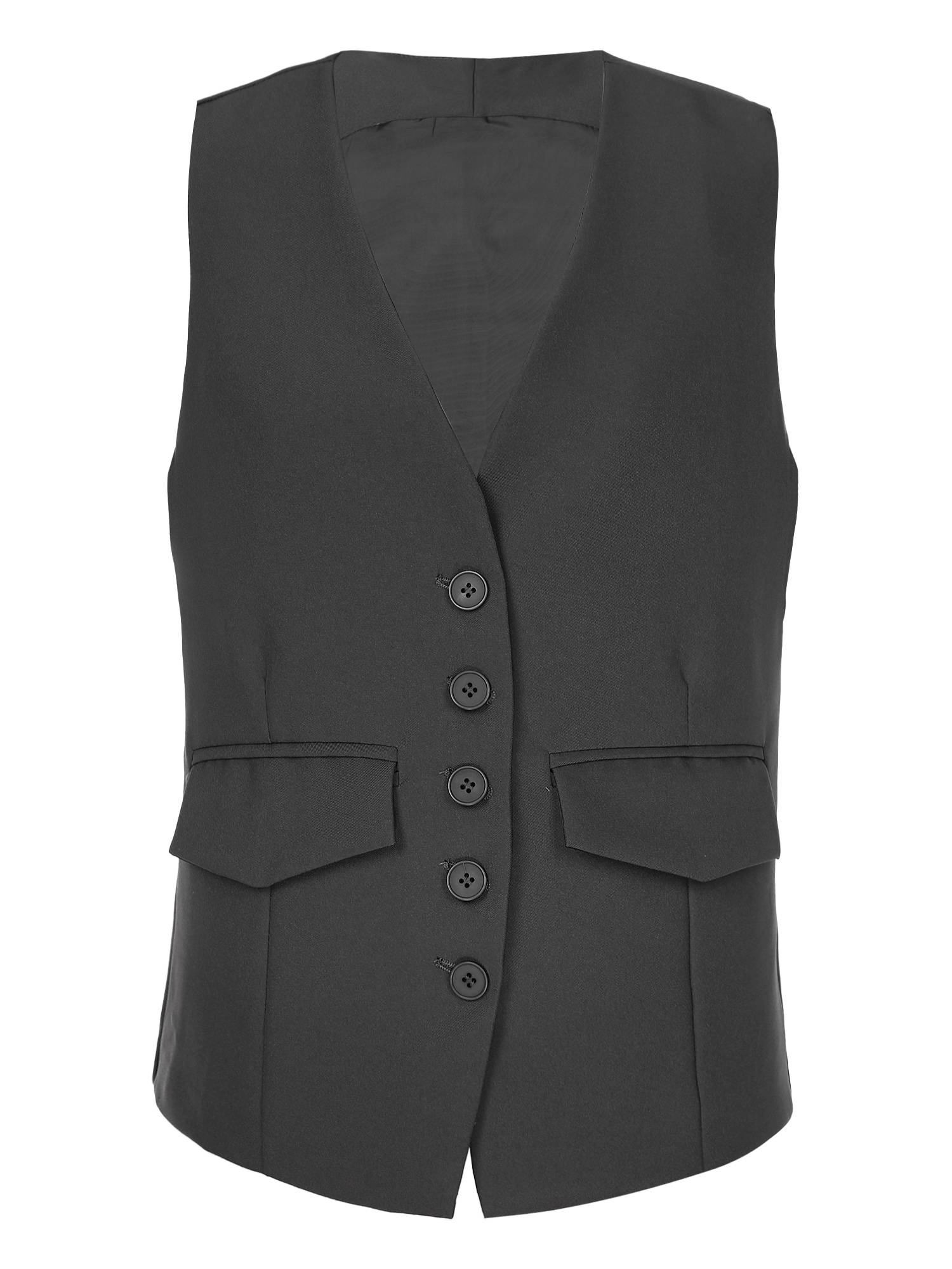 Women V Neck Button-up Solid Color Office Work Vest