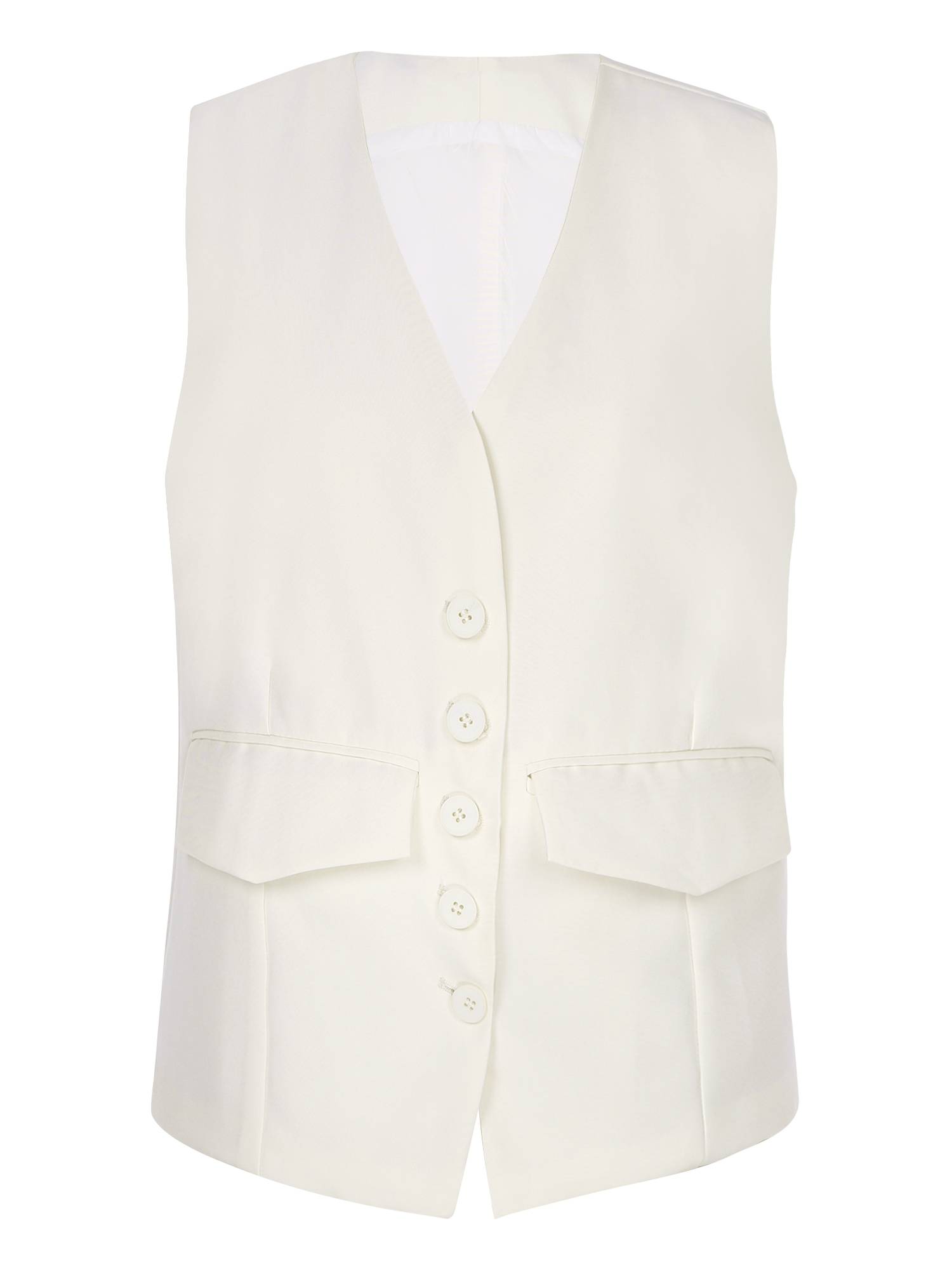 Women V Neck Button-up Solid Color Office Work Vest