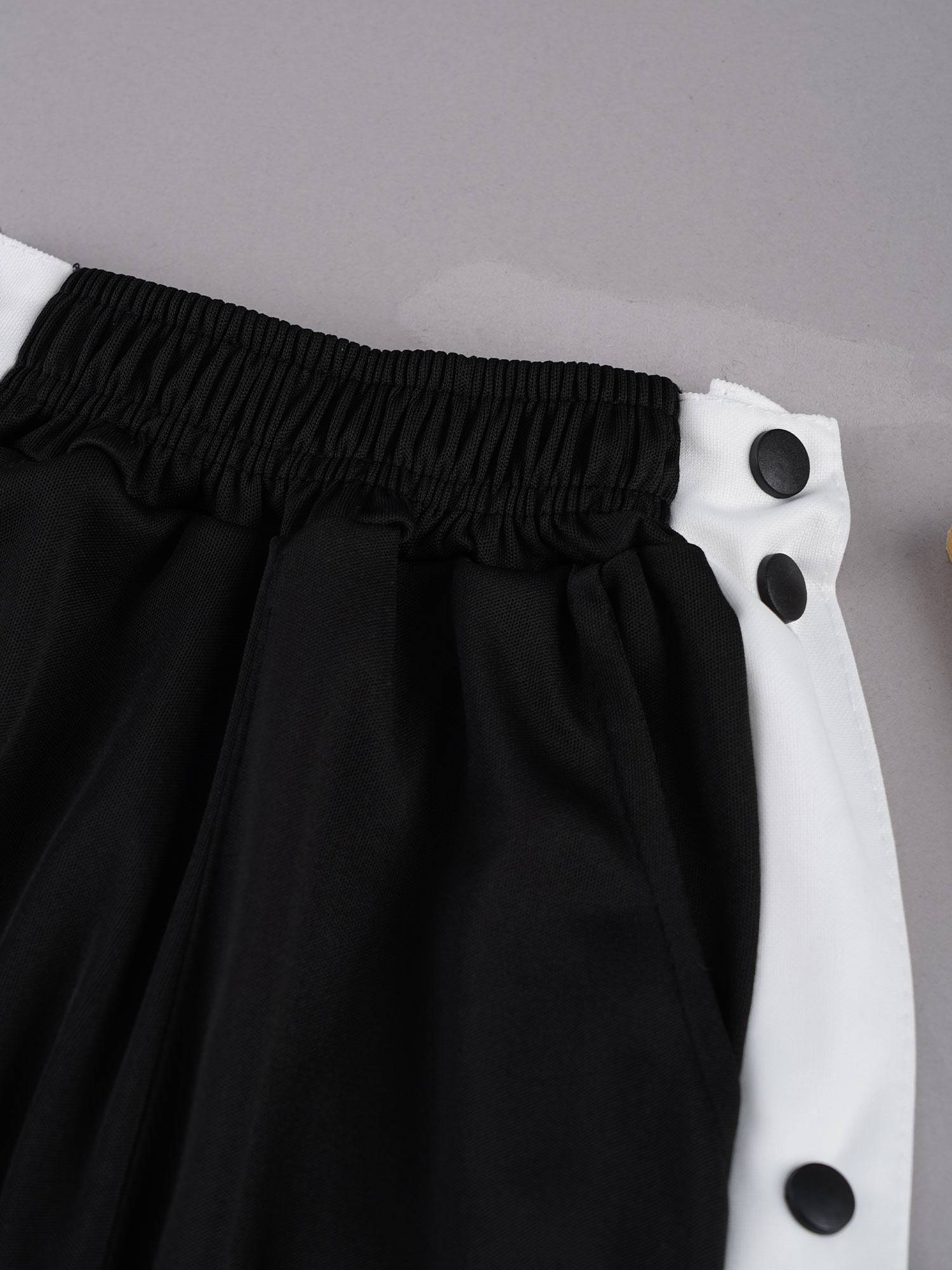 Kids Boys Side Buttons Sports Cuffed Sweatpants